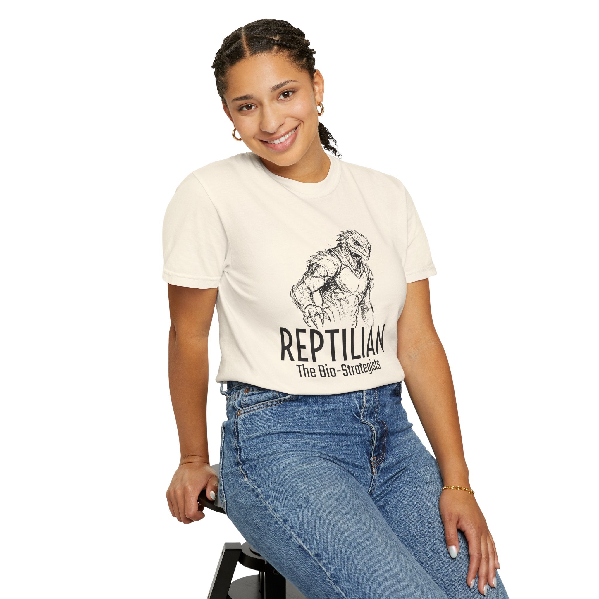Alien Reptilian Graphic T-Shirt — "The Bio-Strategists" Illustrated Tee