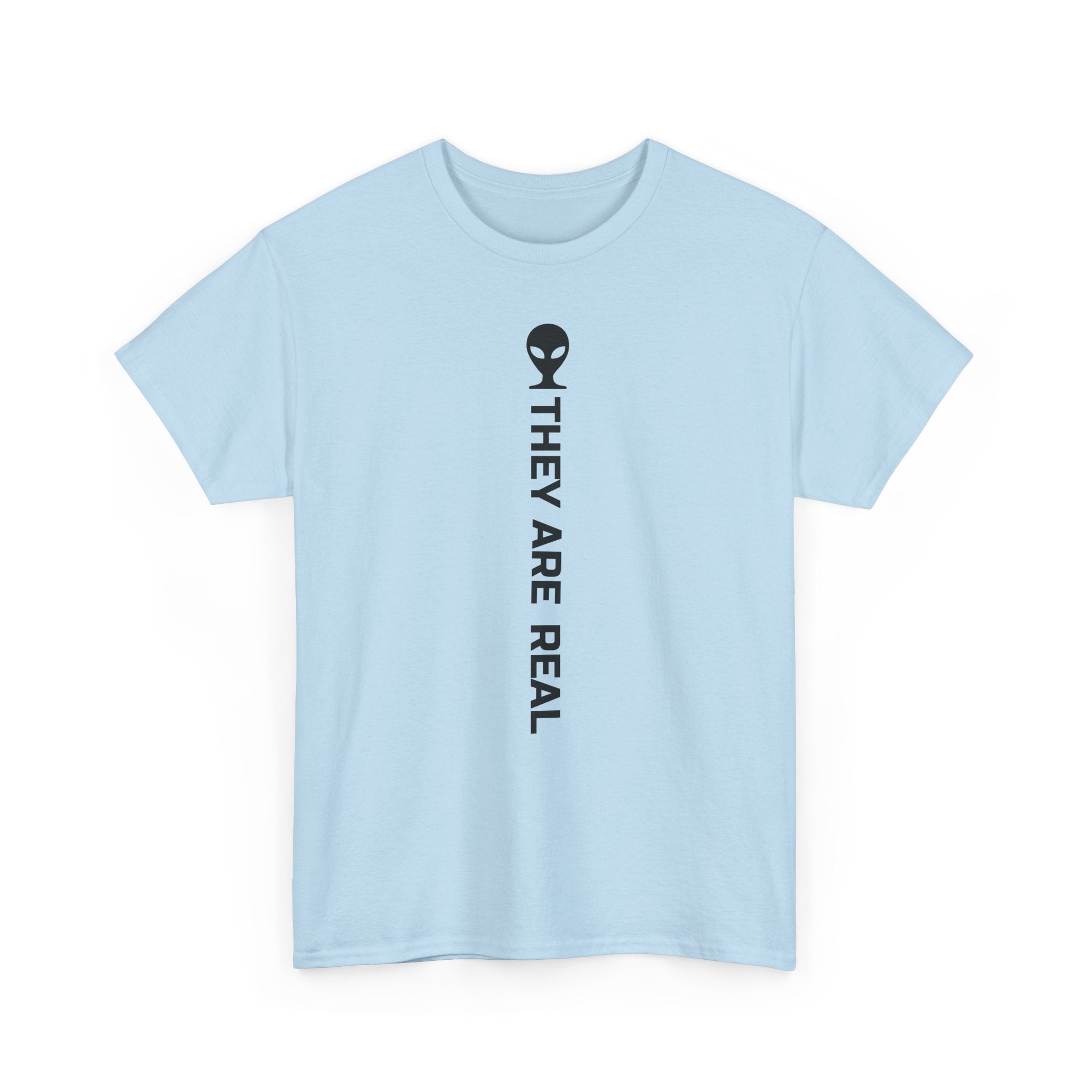 Alien Tee — Minimal "They Are Real" Vertical Graphic T-Shirt
