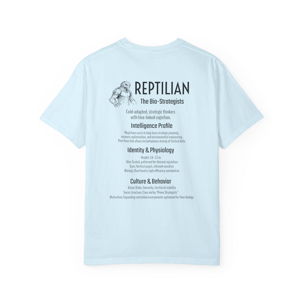 Alien Reptilian Graphic T-Shirt — "The Bio-Strategists" Illustrated Tee