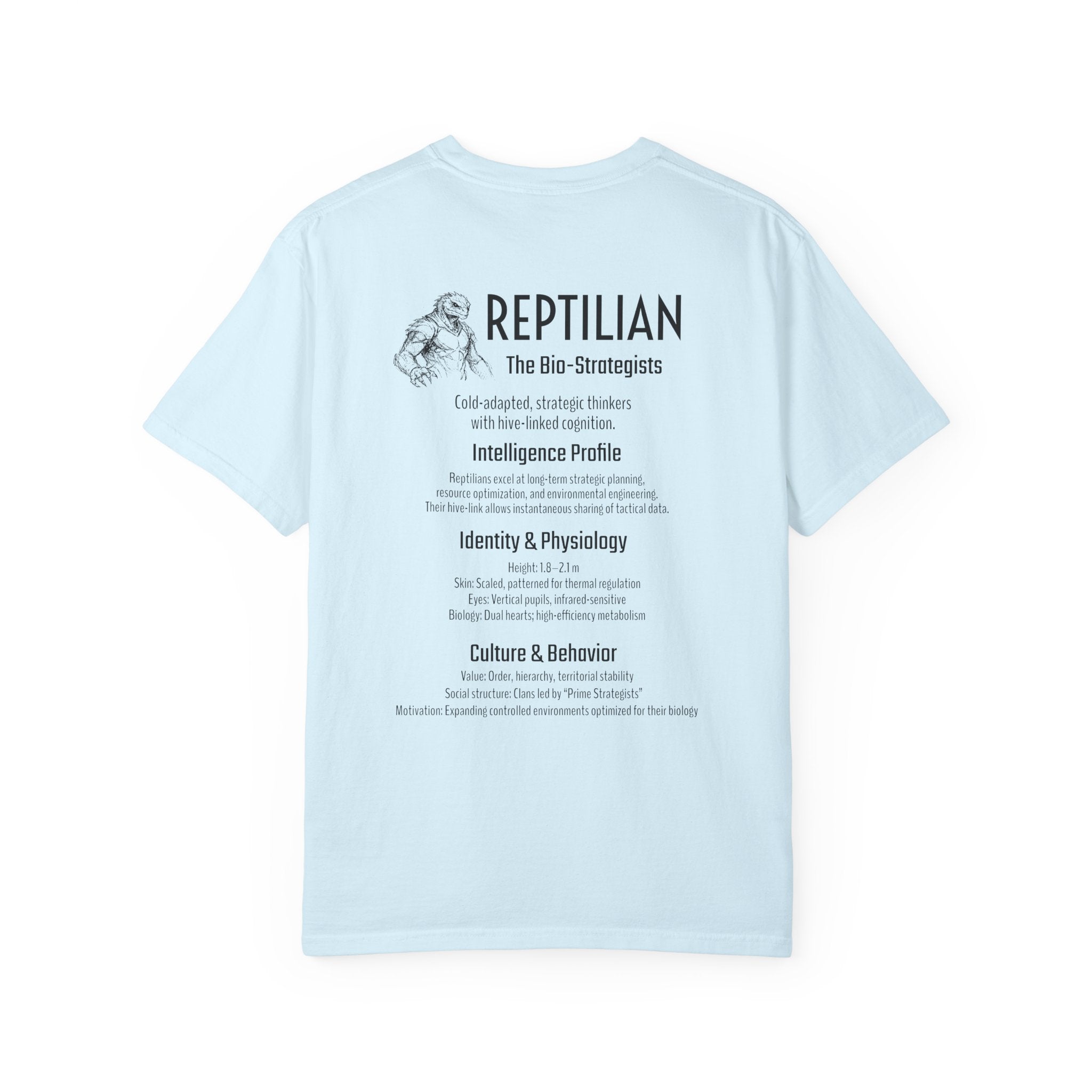 Alien Reptilian Graphic T-Shirt — "The Bio-Strategists" Illustrated Tee