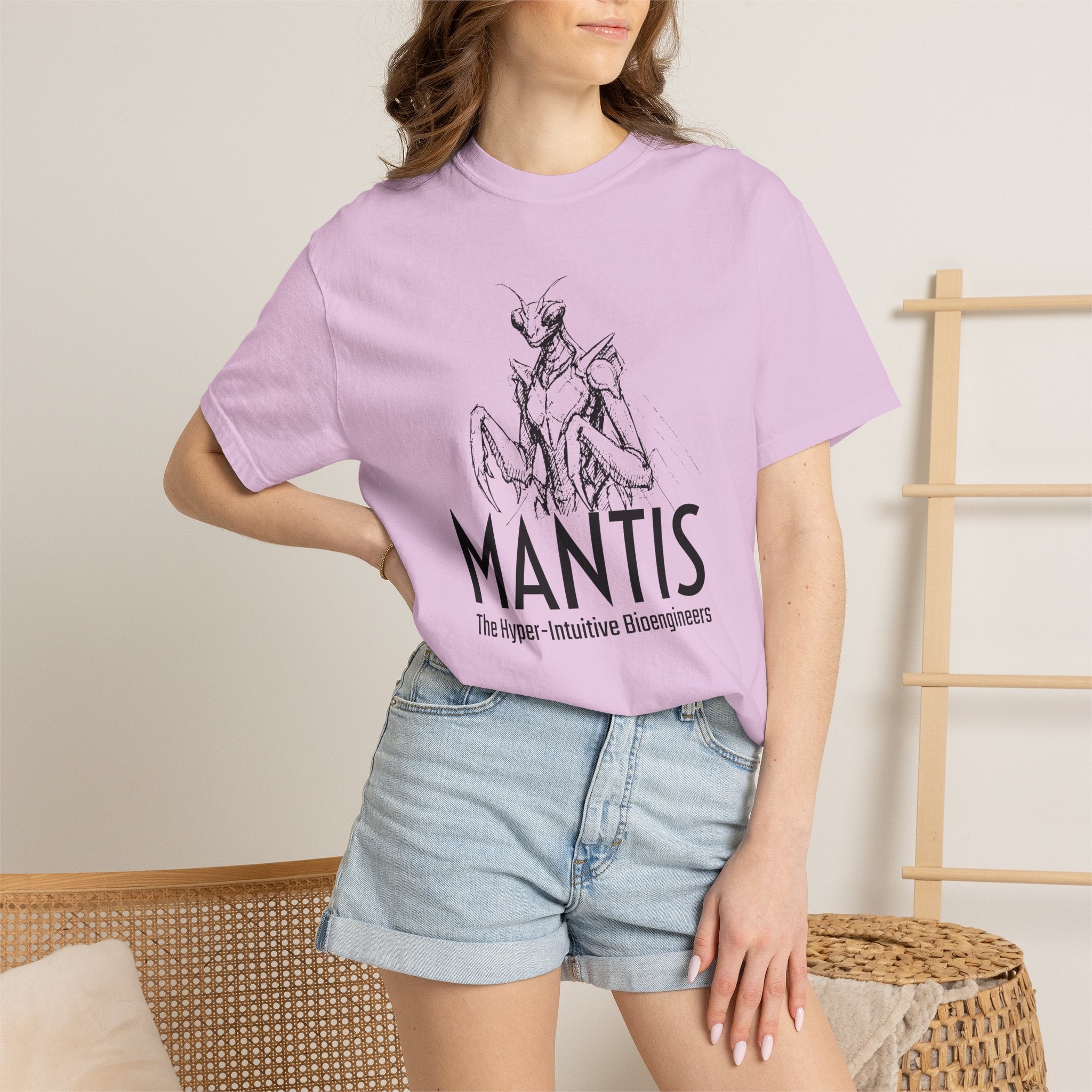 Alien Mantis Graphic T-Shirt — "The Hyper-Intuitive Bioengineers" Illustrated Tee