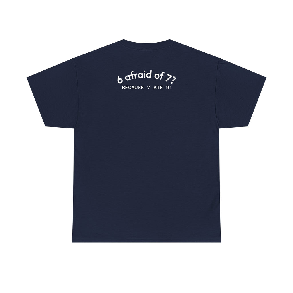 Why is 6 Afraid of 7? "Because 7 Ate 9" Funny Numbers Tee
