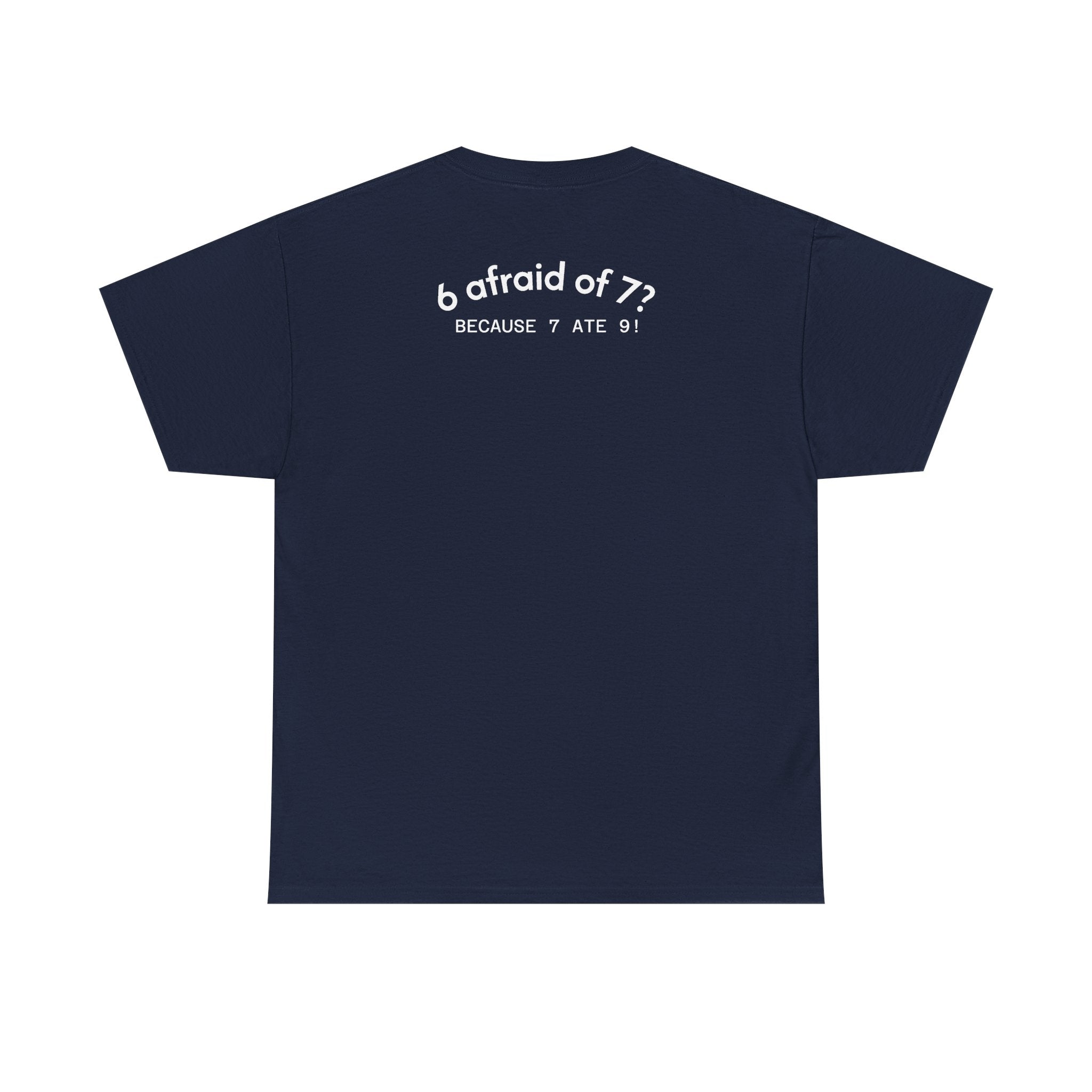 Why is 6 Afraid of 7? "Because 7 Ate 9" Funny Numbers Tee