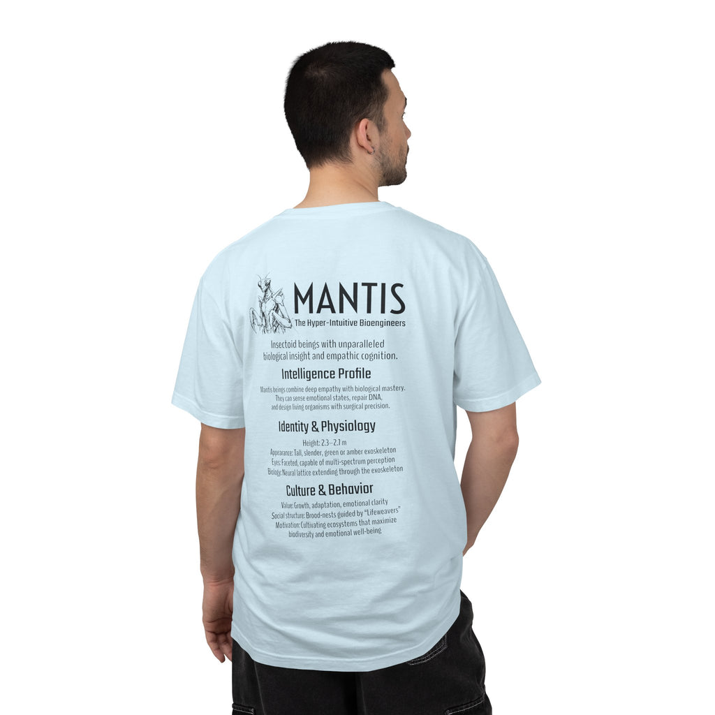 Alien Mantis Graphic T-Shirt — "The Hyper-Intuitive Bioengineers" Illustrated Tee