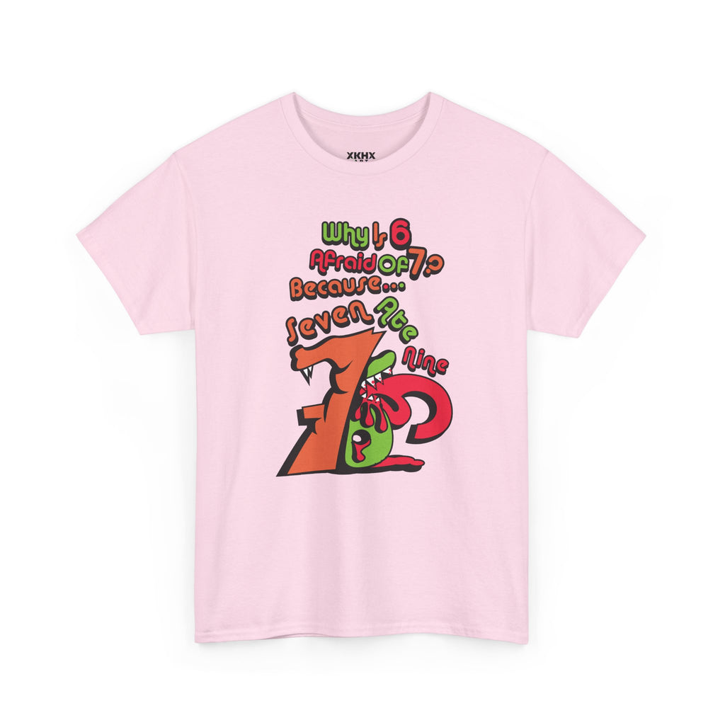 Why is 6 Afraid of 7? "Because 7 Ate 9" Funny Numbers Tee