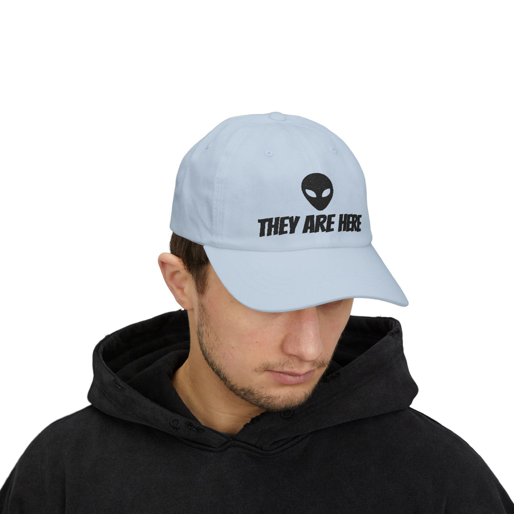 Alien "They Are Here" Dad Cap - Embroidered Baseball Hat light