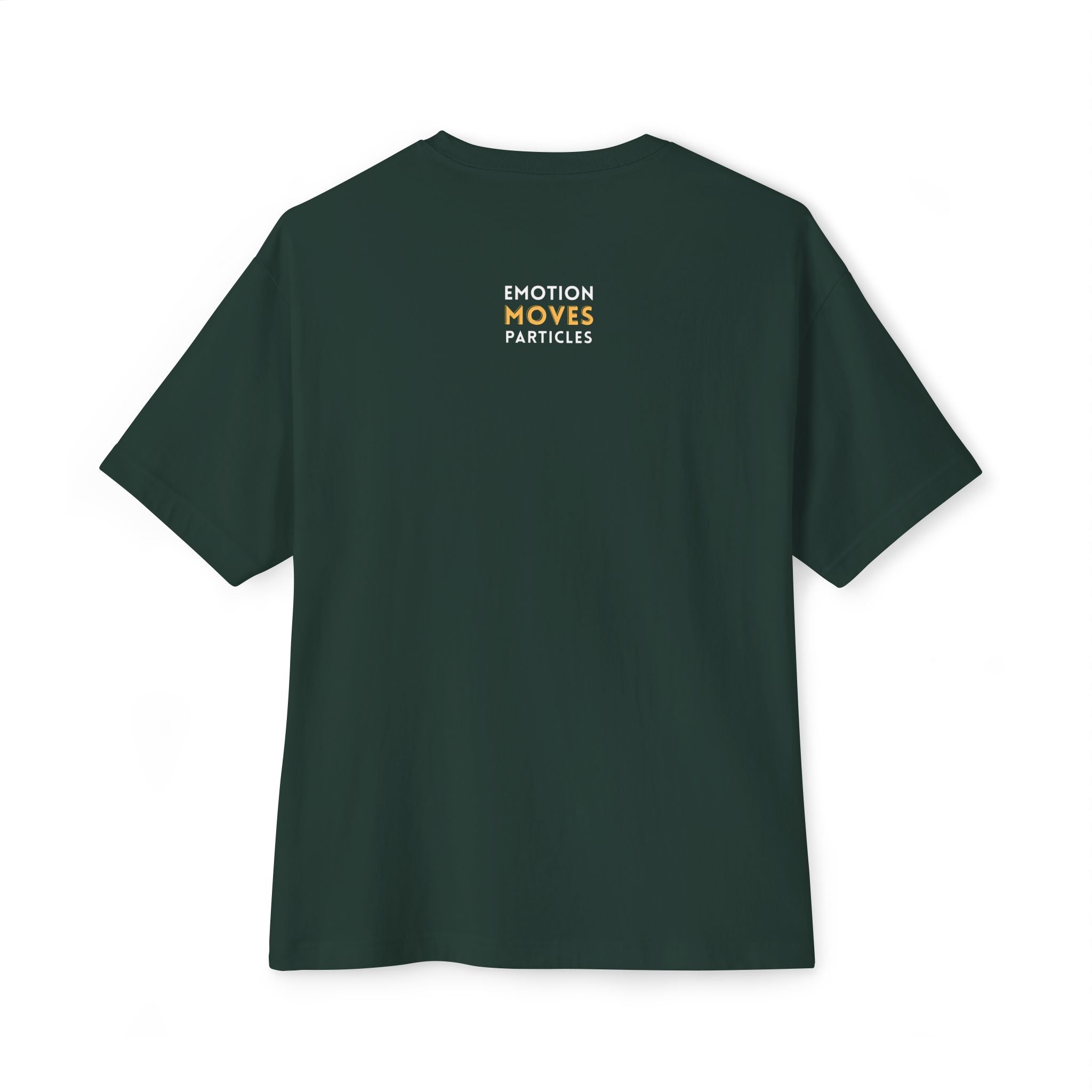 Emotion Moves Particles Dark Tee — Minimalist Motivational Graphic T-Shirt