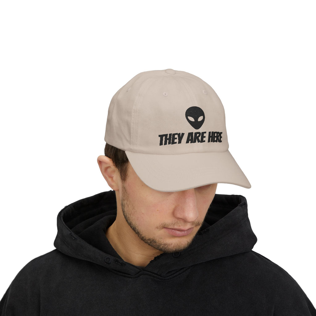 Alien "They Are Here" Dad Cap - Embroidered Baseball Hat light