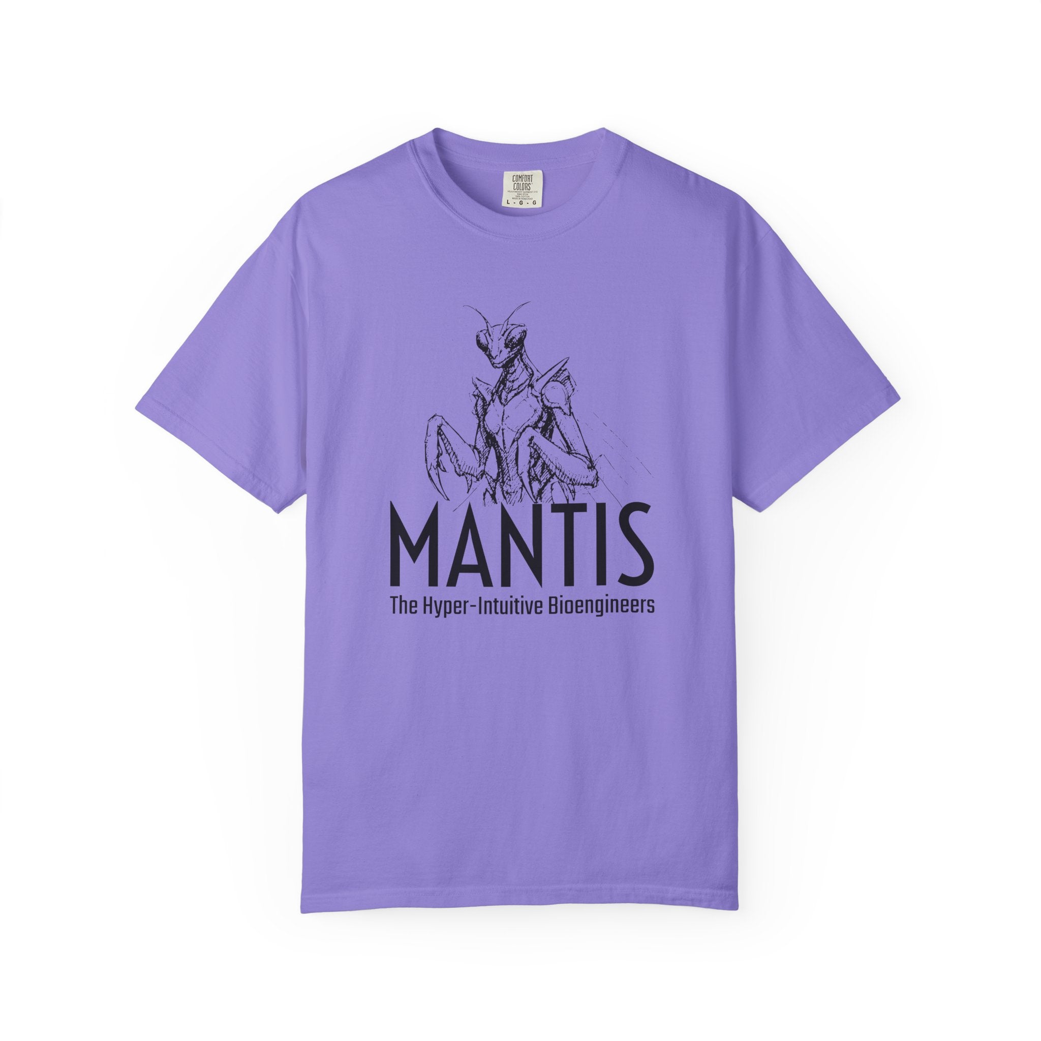 Alien Mantis Graphic T-Shirt — "The Hyper-Intuitive Bioengineers" Illustrated Tee