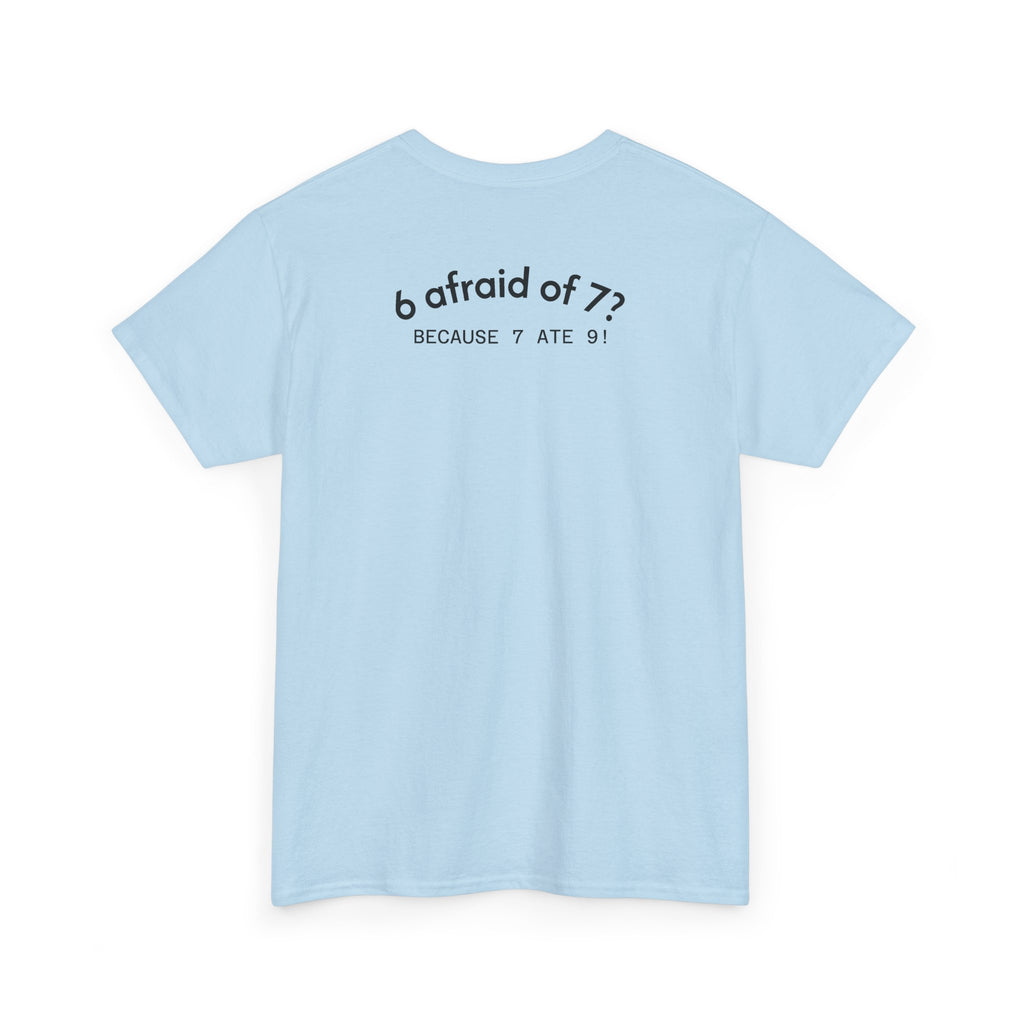Why is 6 Afraid of 7? "Because 7 Ate 9" Funny Numbers Tee