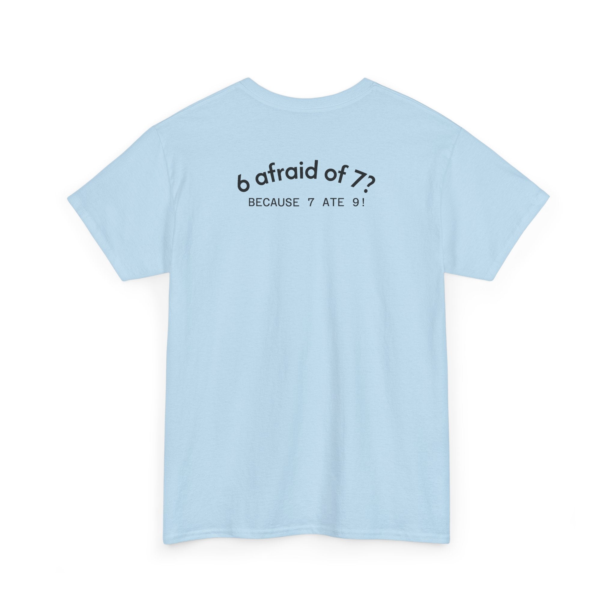 Why is 6 Afraid of 7? "Because 7 Ate 9" Funny Numbers Tee