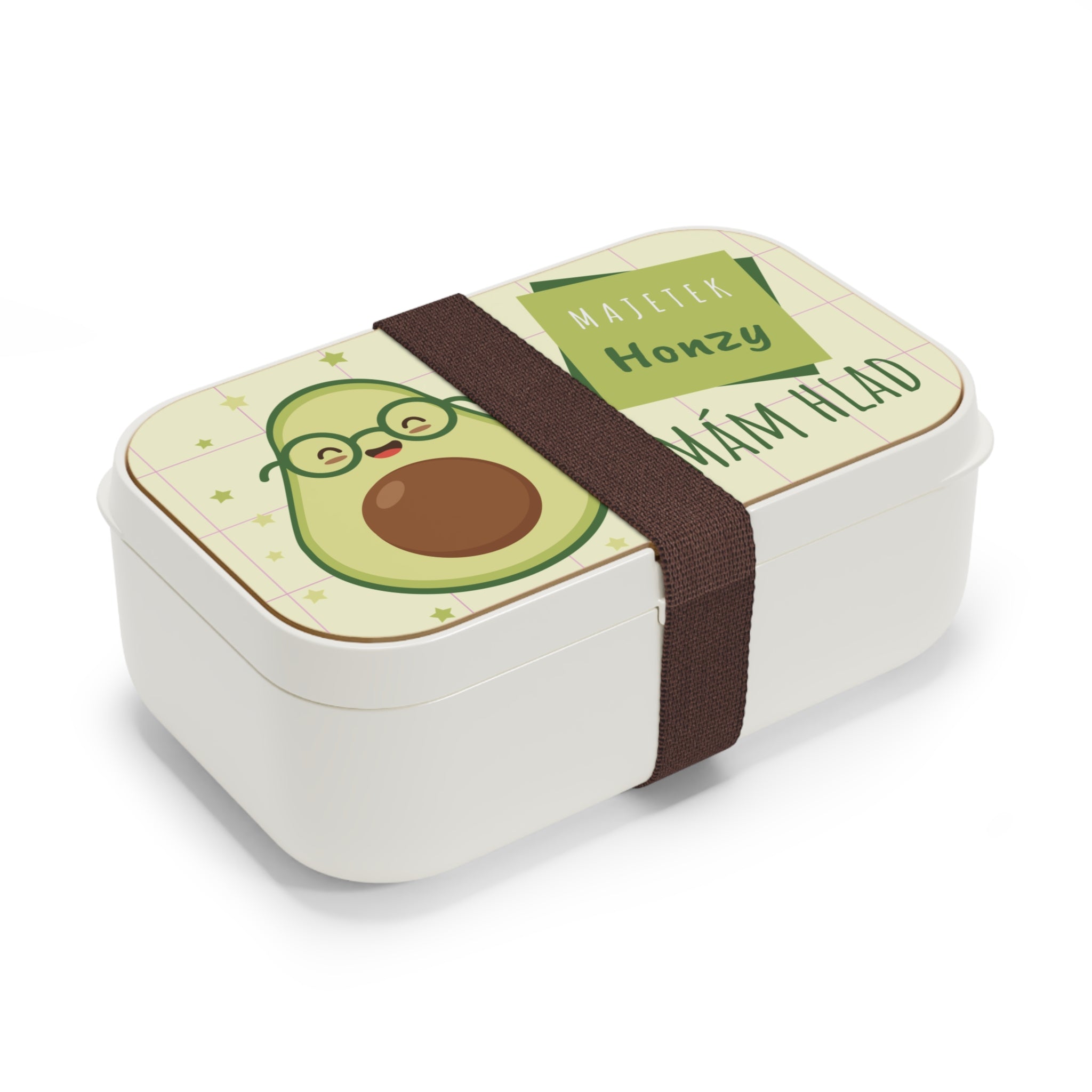Personalized Avocado Bento Lunch Box – "Mám hlad" Cute Kawaii Kid’s Lunchbox