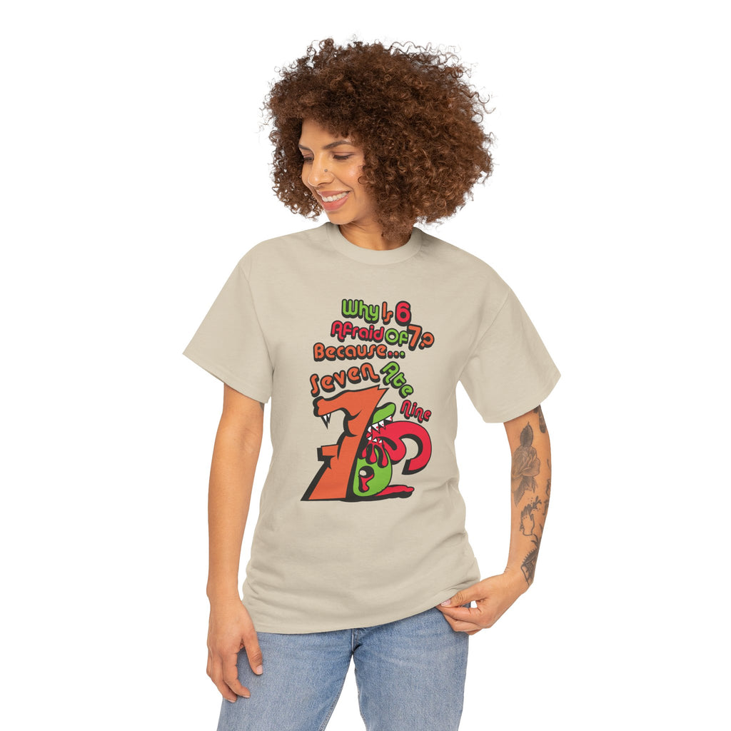 Why is 6 Afraid of 7? "Because 7 Ate 9" Funny Numbers Tee