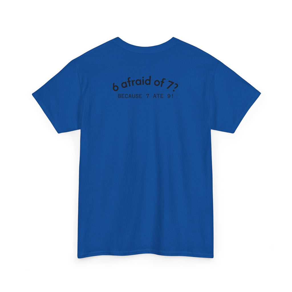 Why is 6 Afraid of 7? "Because 7 Ate 9" Funny Numbers Tee