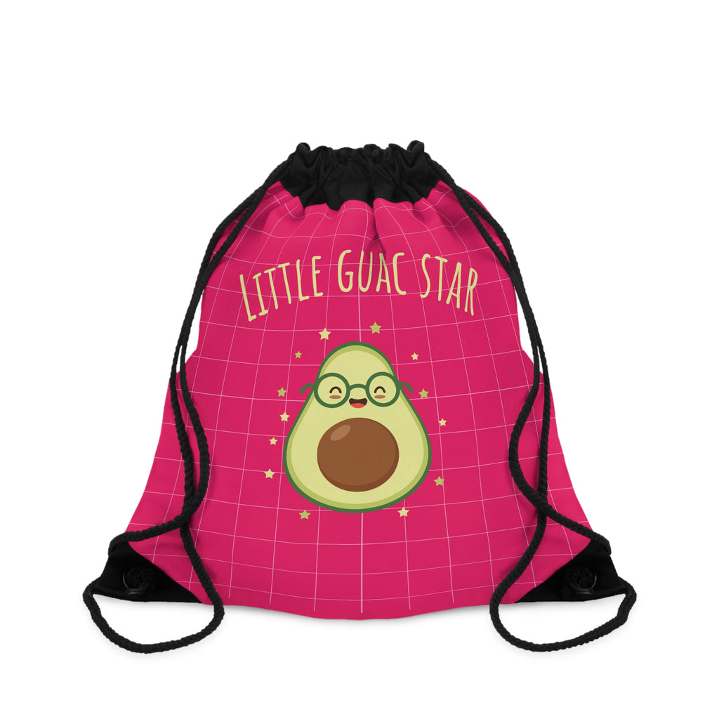 Little Guac Star Avocado Drawstring Bag — Cute Pink Gym Sack for Elementary Back-to-School