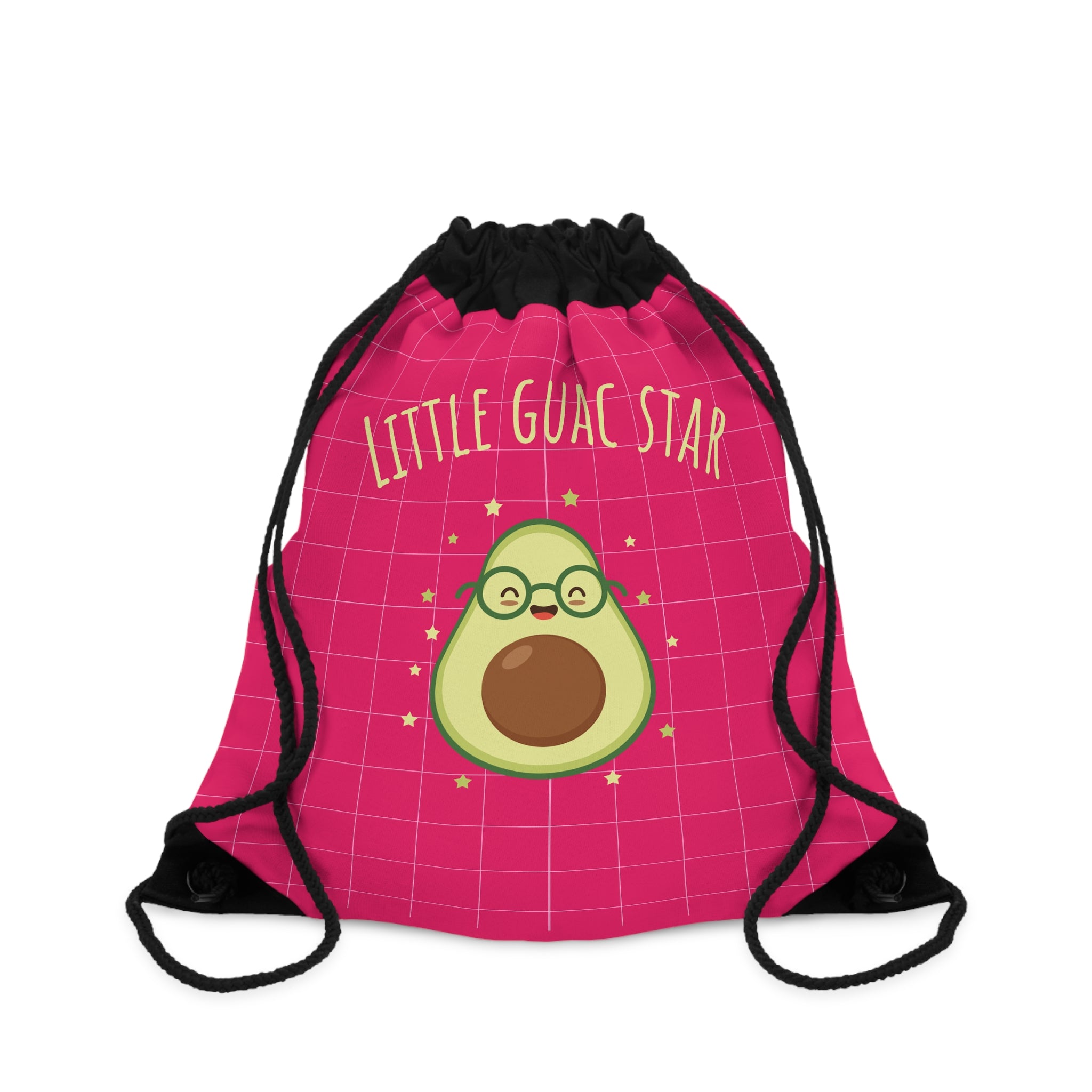 Little Guac Star Avocado Drawstring Bag — Cute Pink Gym Sack for Elementary Back-to-School