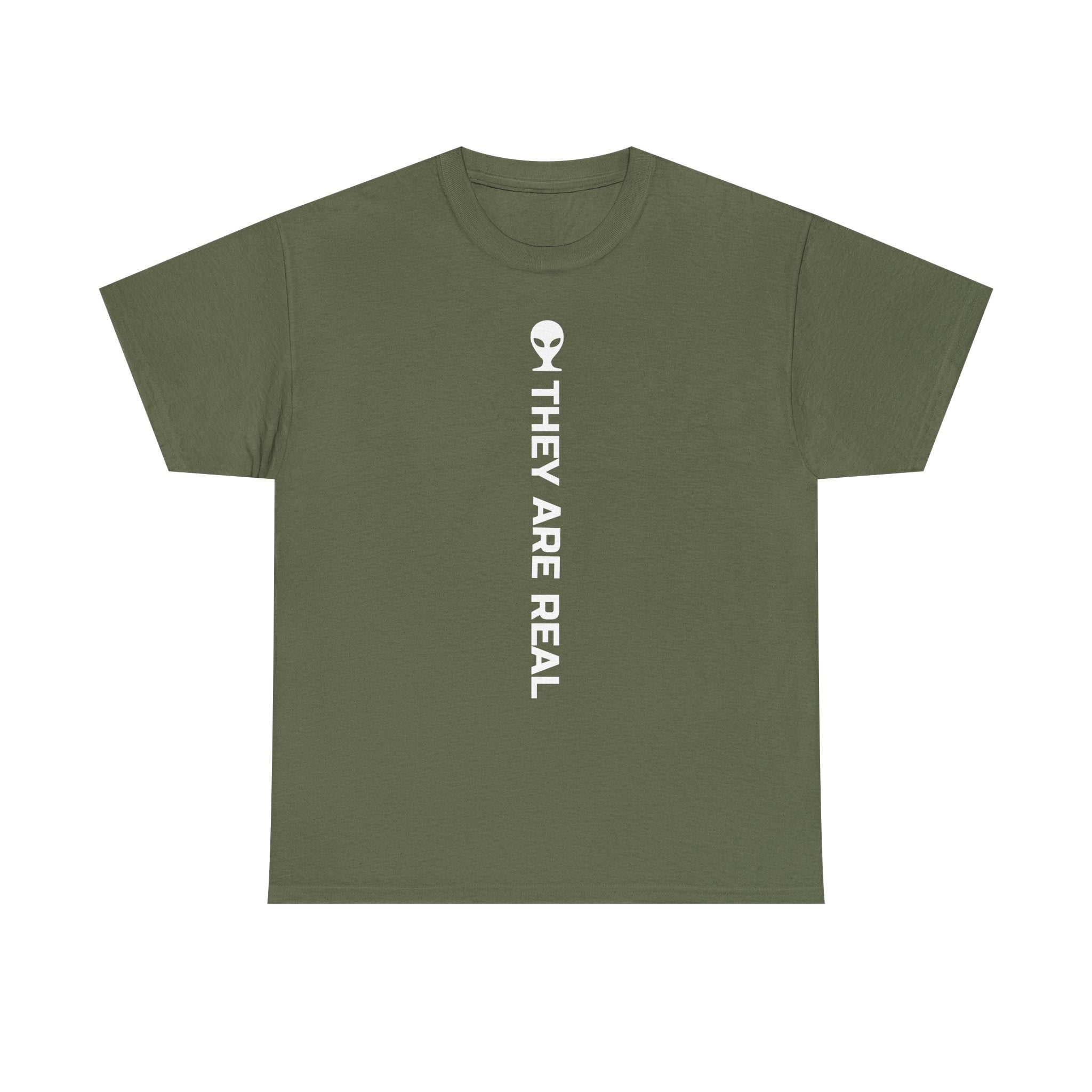 Alien Tee — Minimal "They Are Real" Vertical Graphic T-Shirt dark