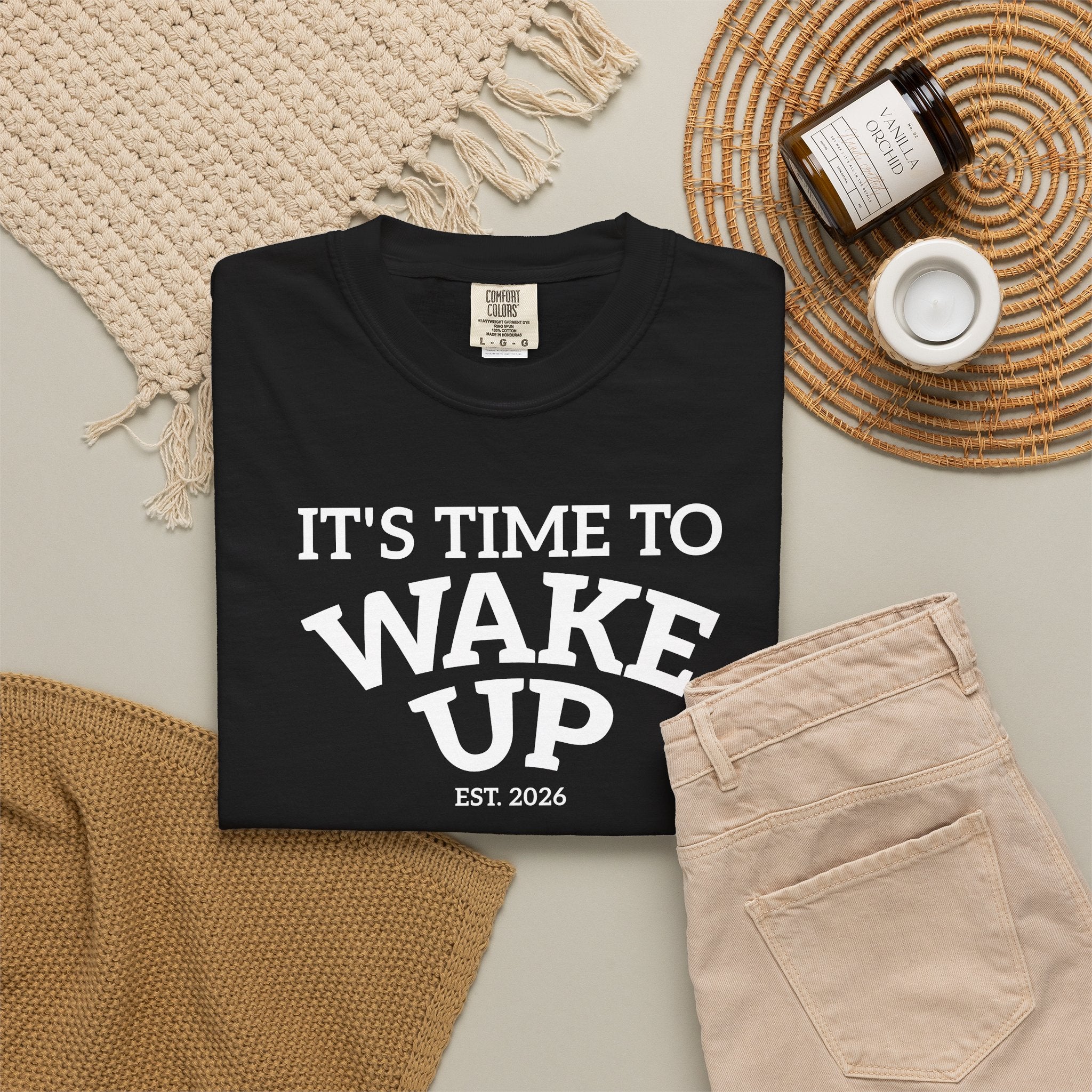 Wake Up Graphic T-Shirt — "It's Time to Wake Up" Casual Tee dark