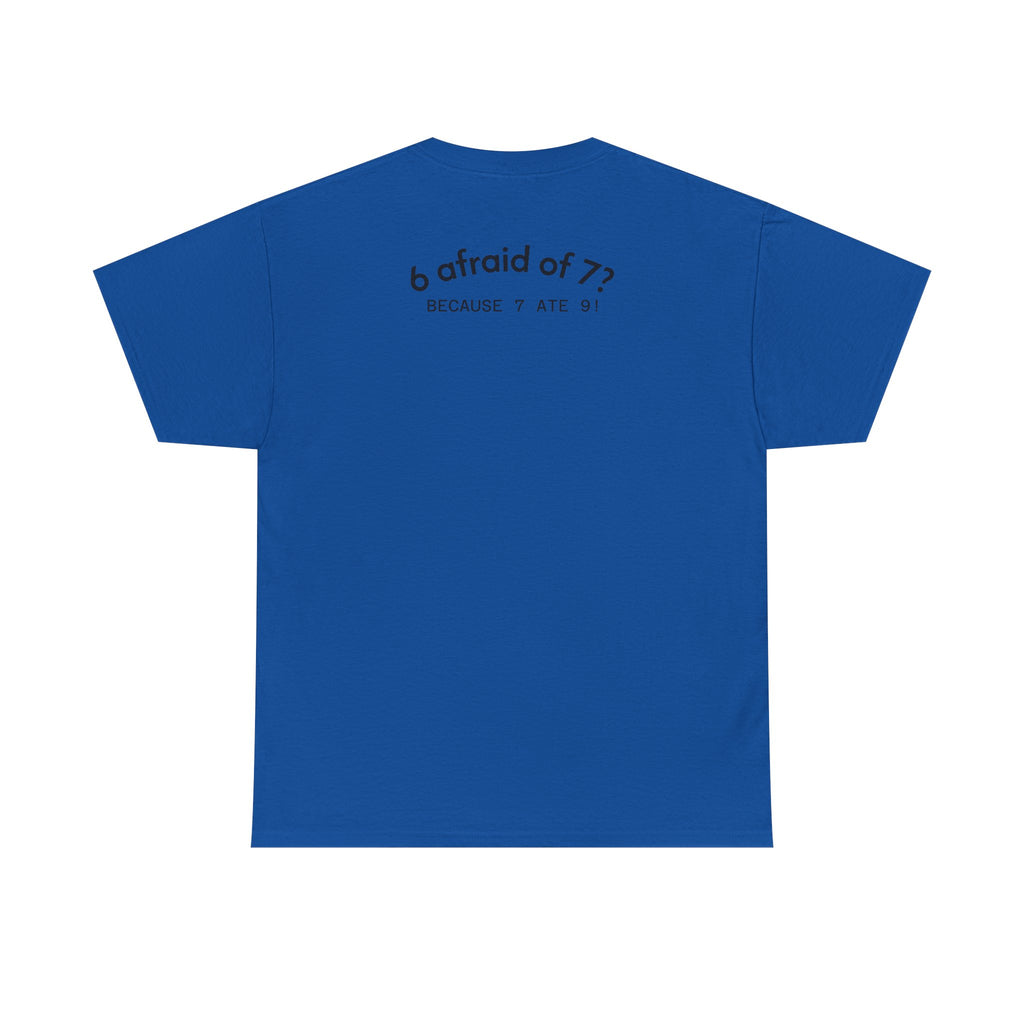 Why is 6 Afraid of 7? "Because 7 Ate 9" Funny Numbers Tee
