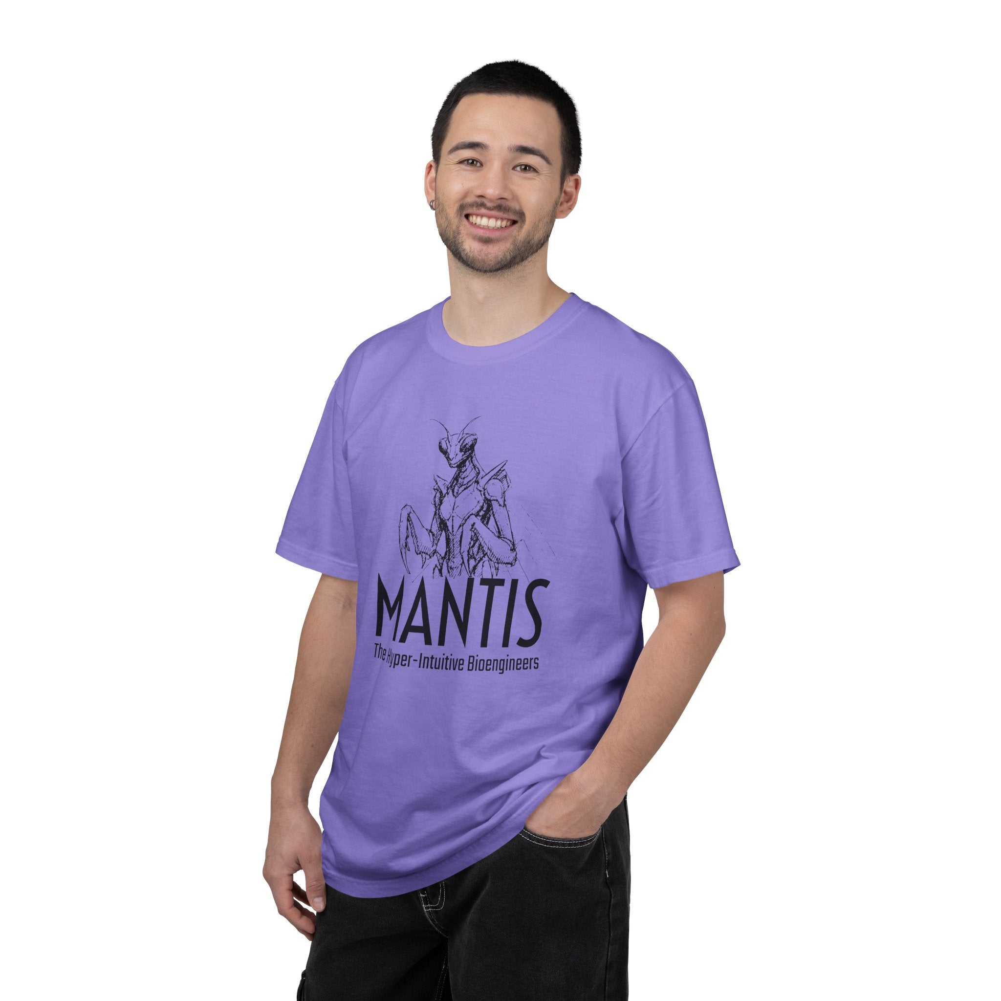 Alien Mantis Graphic T-Shirt — "The Hyper-Intuitive Bioengineers" Illustrated Tee