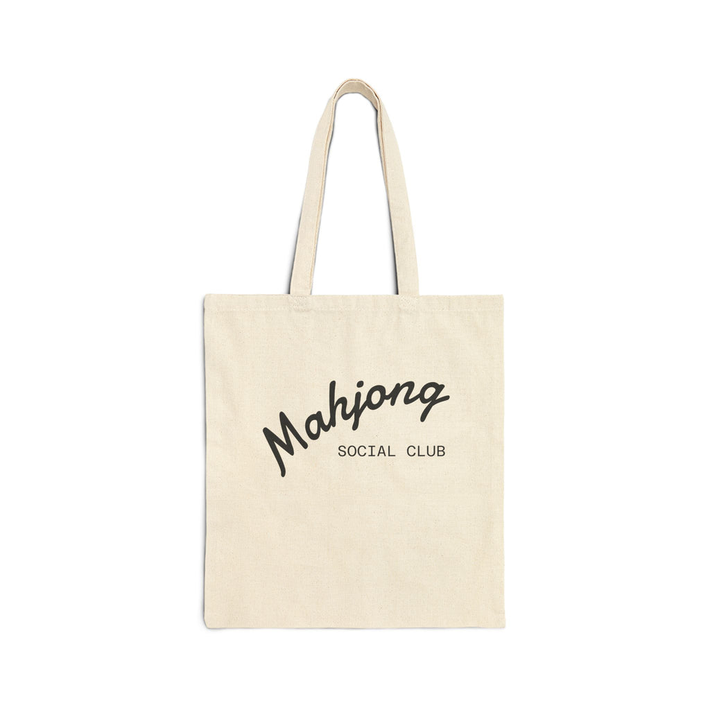 Mahjong Social Club Tote, tile-inspired jade green pastel, game night canvas