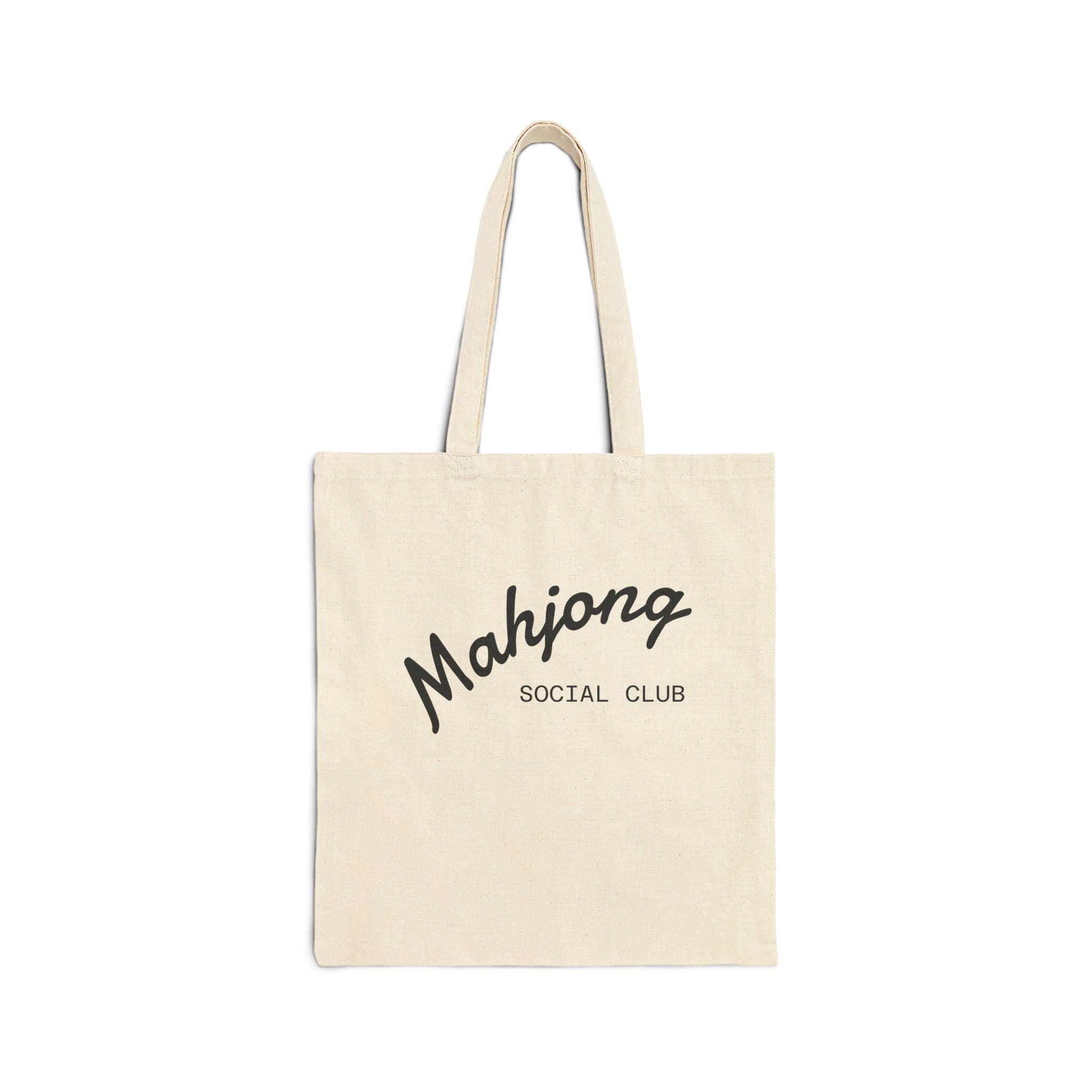 Mahjong Social Club Tote, tile-inspired jade green pastel, game night canvas