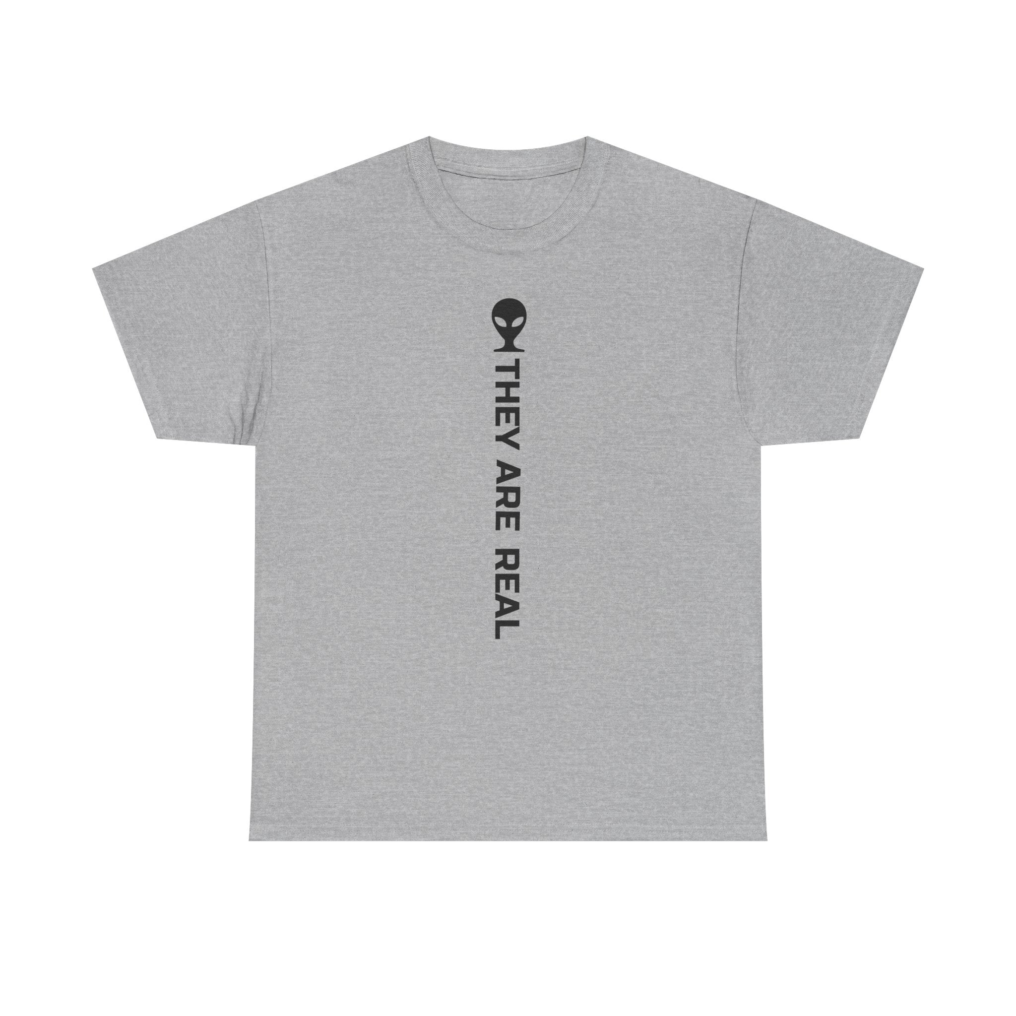 Alien Tee — Minimal "They Are Real" Vertical Graphic T-Shirt