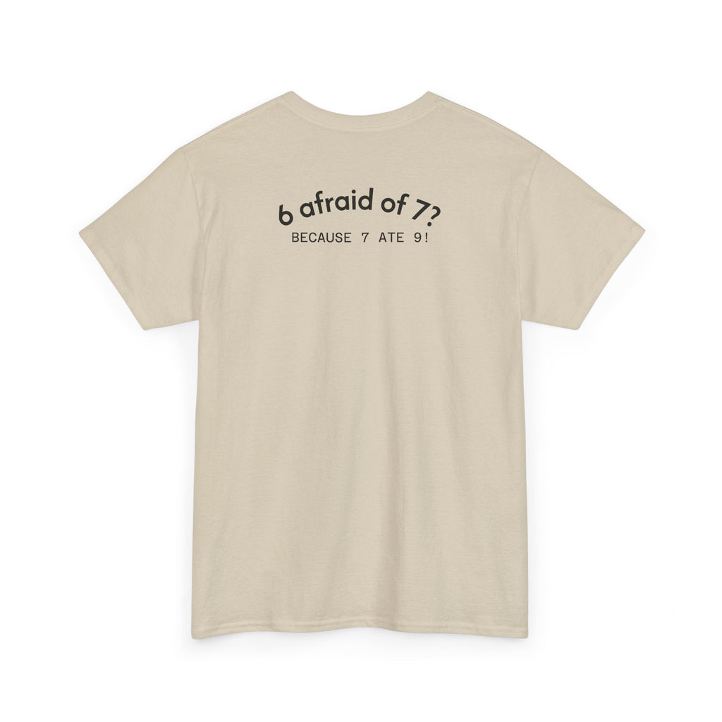 Why is 6 Afraid of 7? "Because 7 Ate 9" Funny Numbers Tee
