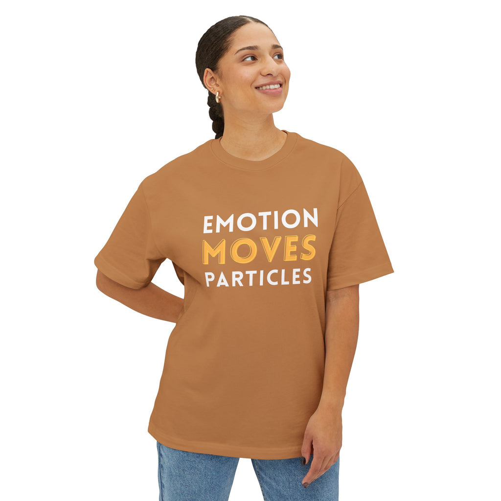 Emotion Moves Particles Dark Tee — Minimalist Motivational Graphic T-Shirt