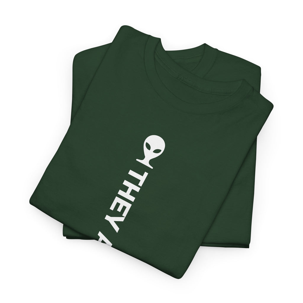 Alien Tee — Minimal "They Are Real" Vertical Graphic T-Shirt dark
