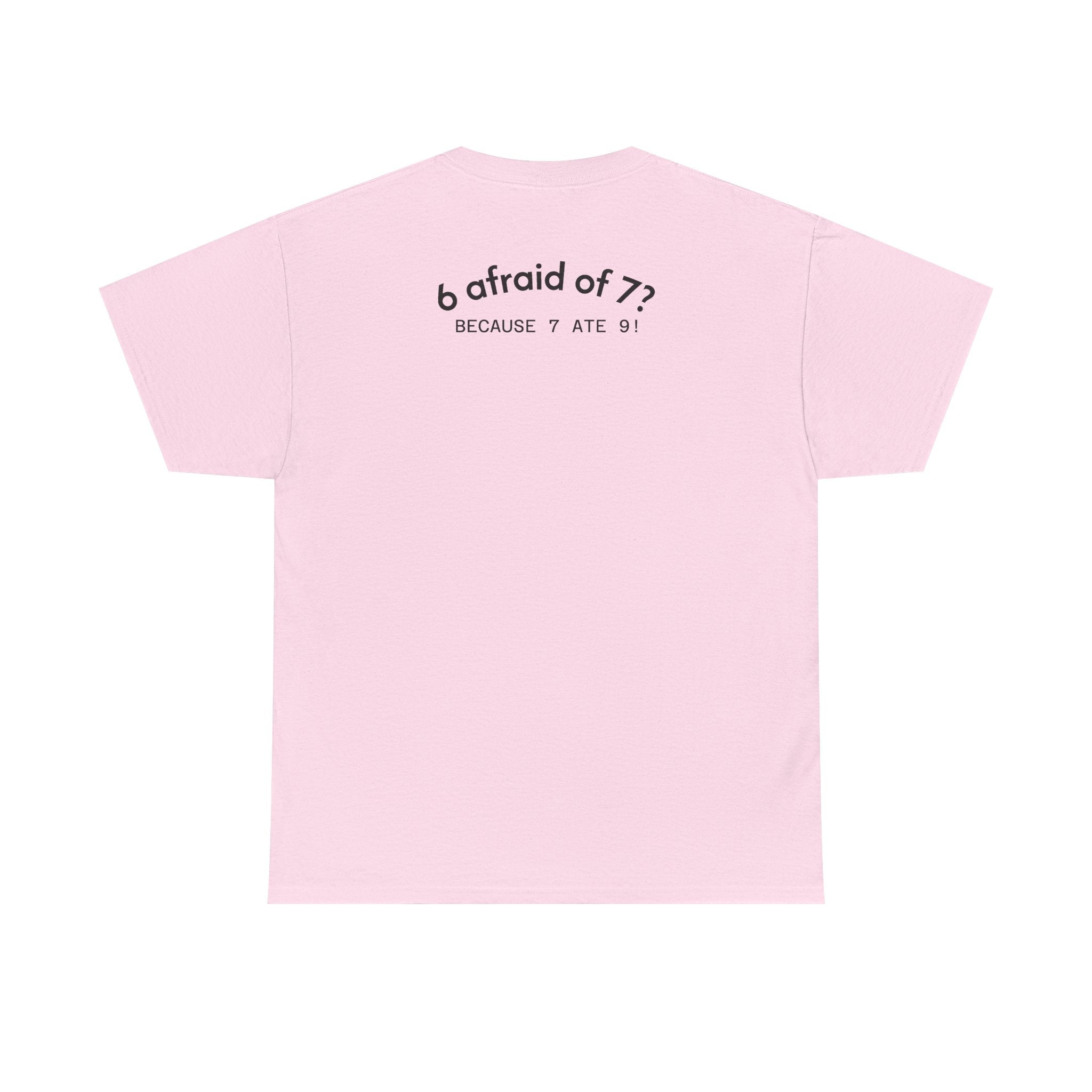 Why is 6 Afraid of 7? "Because 7 Ate 9" Funny Numbers Tee
