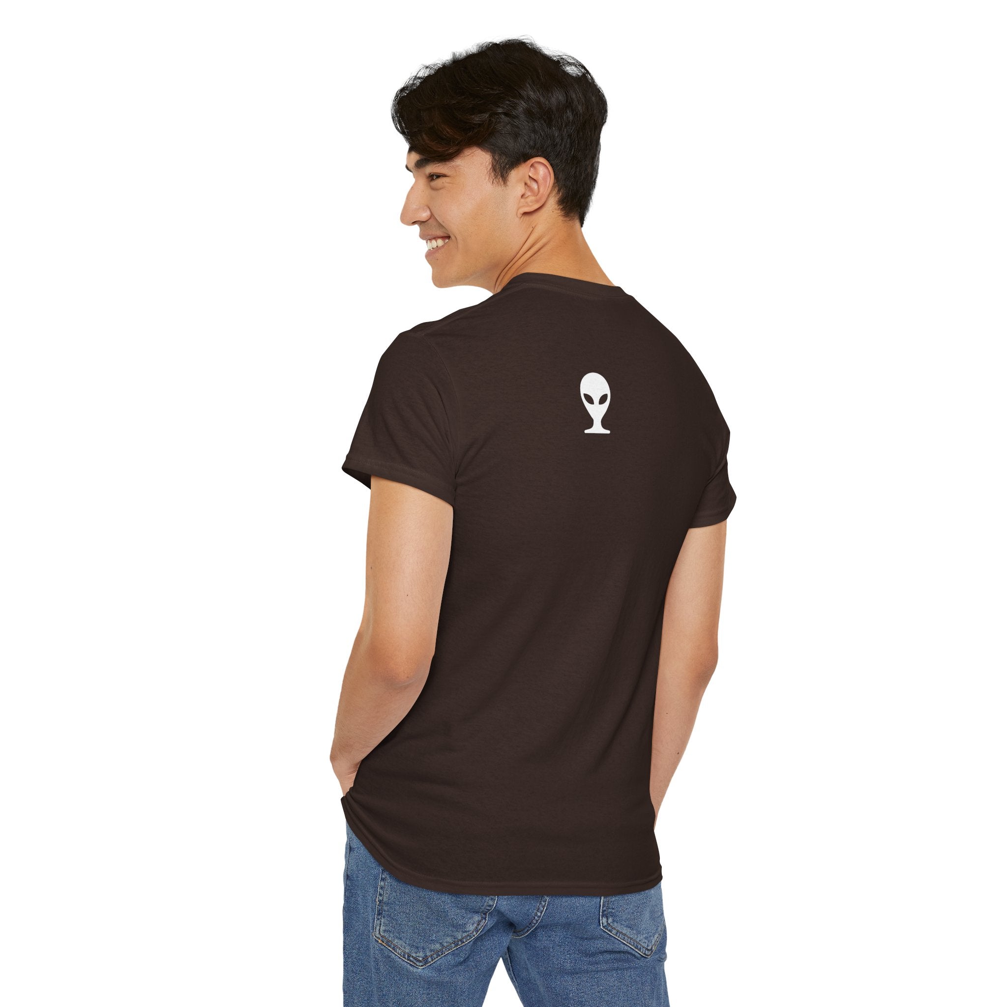 Alien Tee — Minimal "They Are Real" Vertical Graphic T-Shirt dark