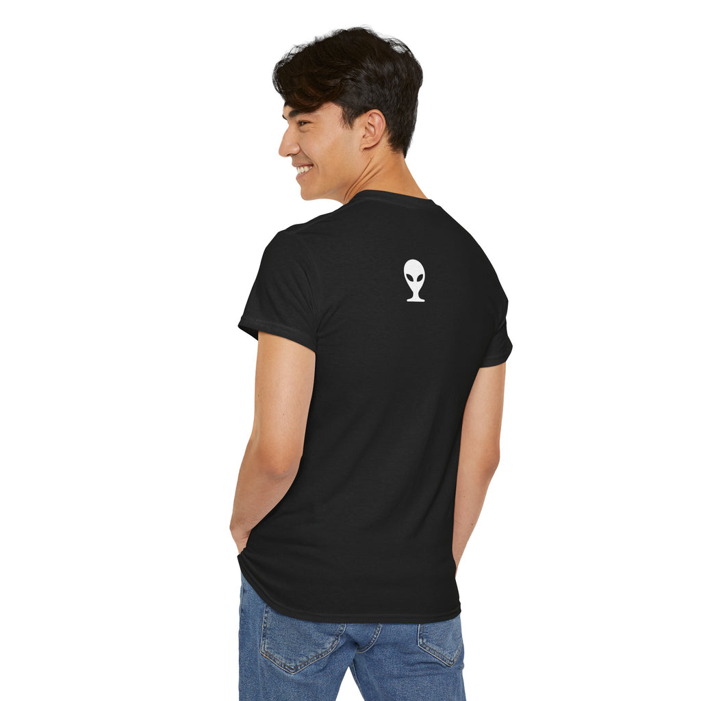 Alien Tee — Minimal "They Are Real" Vertical Graphic T-Shirt dark