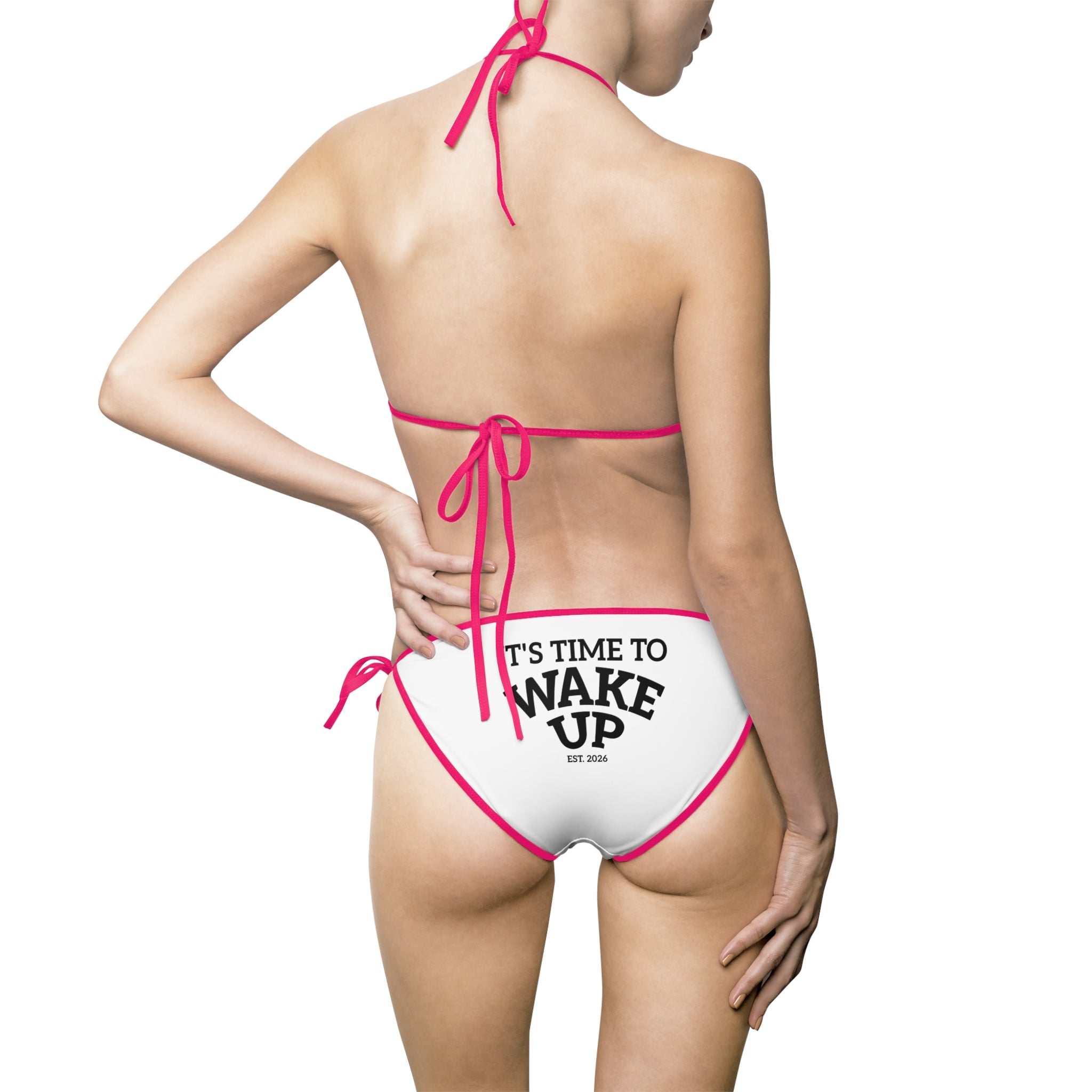 Wake Up Graphic Bikini —Tie-Side Bikini Swimwear