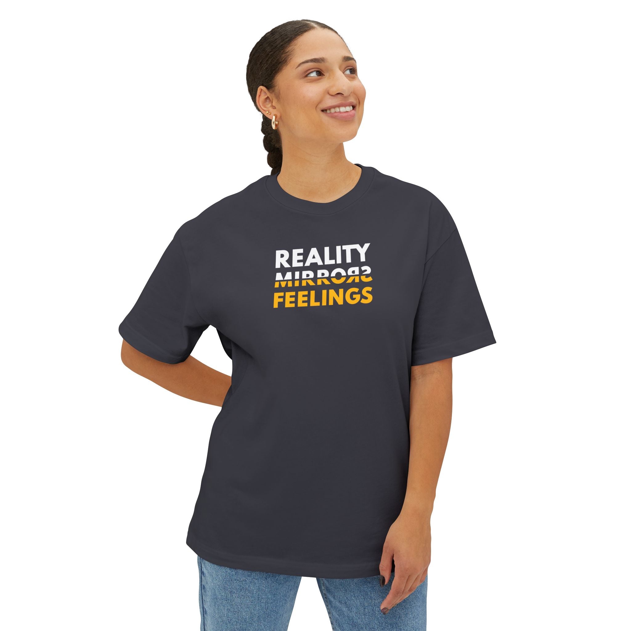 Reality Dark Tee — Reality Mirrors Feelings Minimalist Motivational Graphic T-Shirt