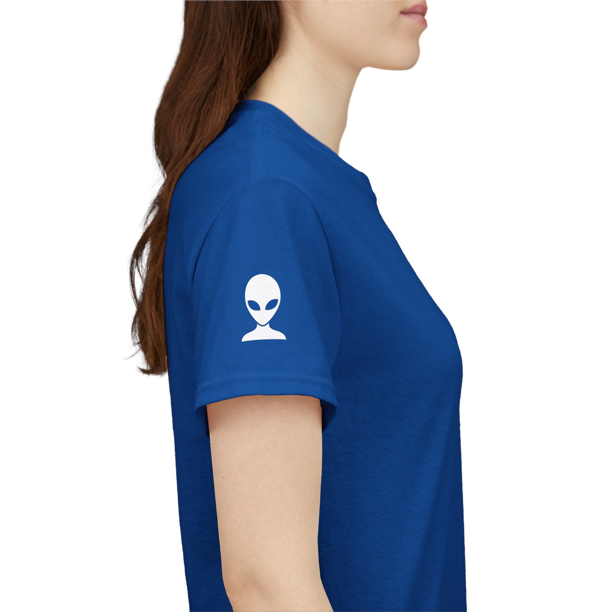 Alien Tee — Minimal "They Are Here" Vertical Graphic T-Shirt dark