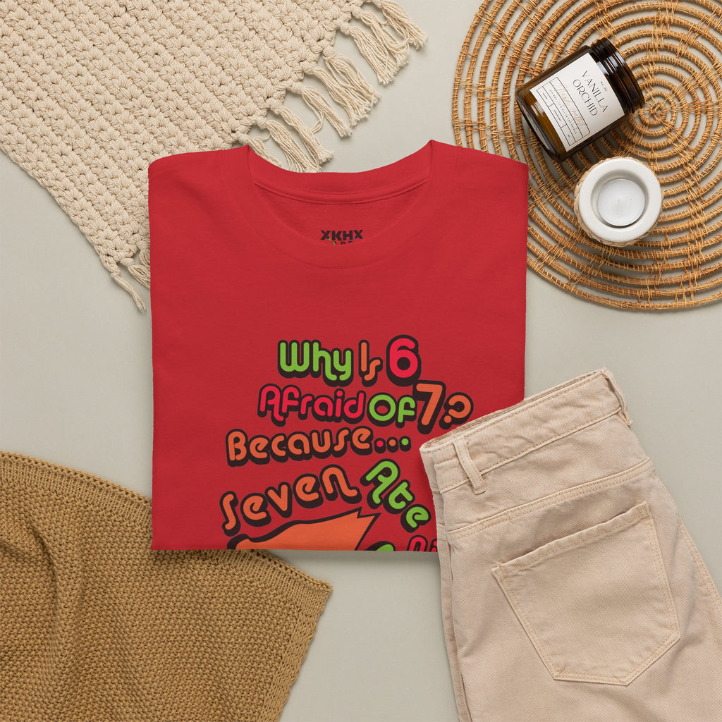 Why is 6 Afraid of 7? "Because 7 Ate 9" Funny Numbers Tee