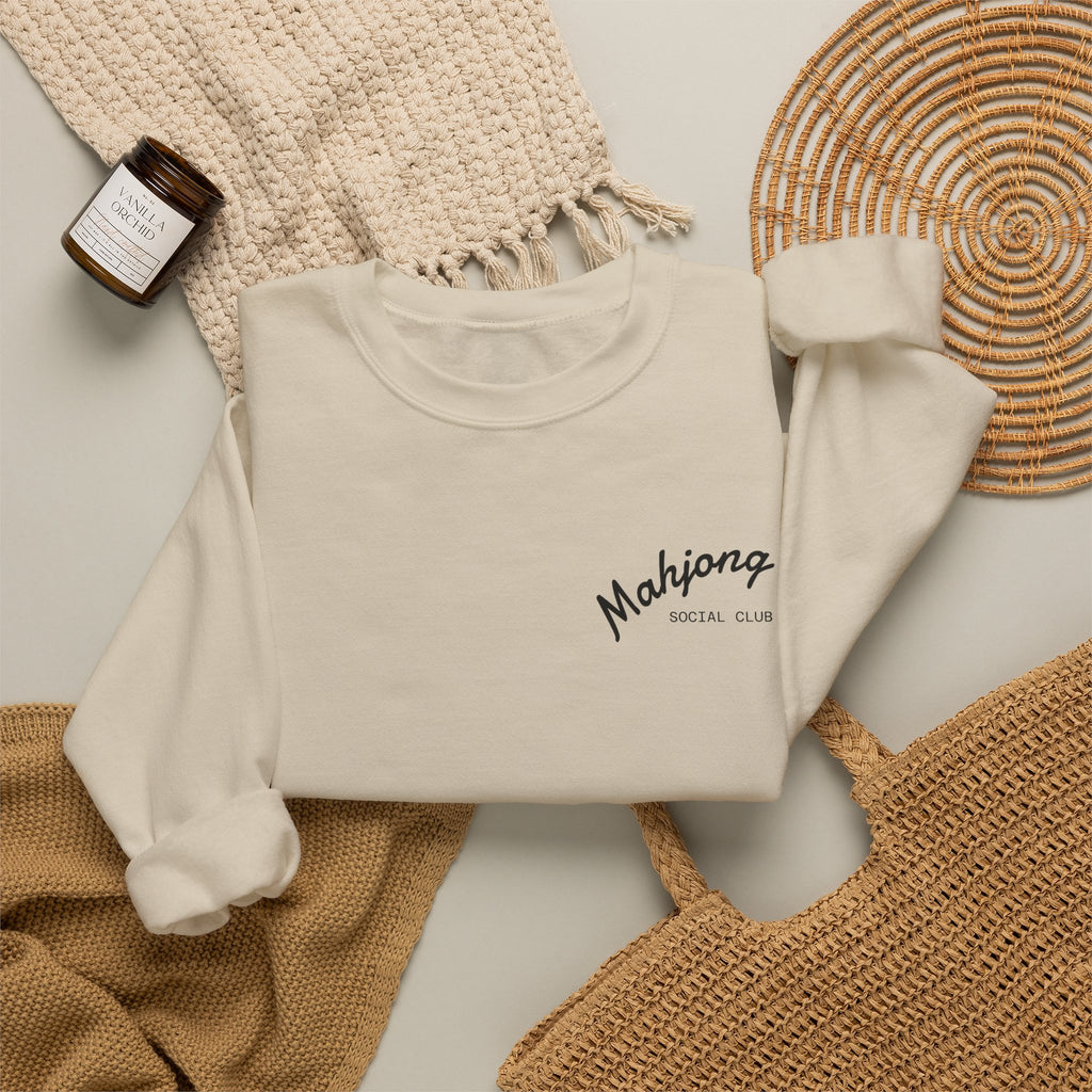 Mahjong Social Club Sweatshirt | tile-inspired, jade green pastel