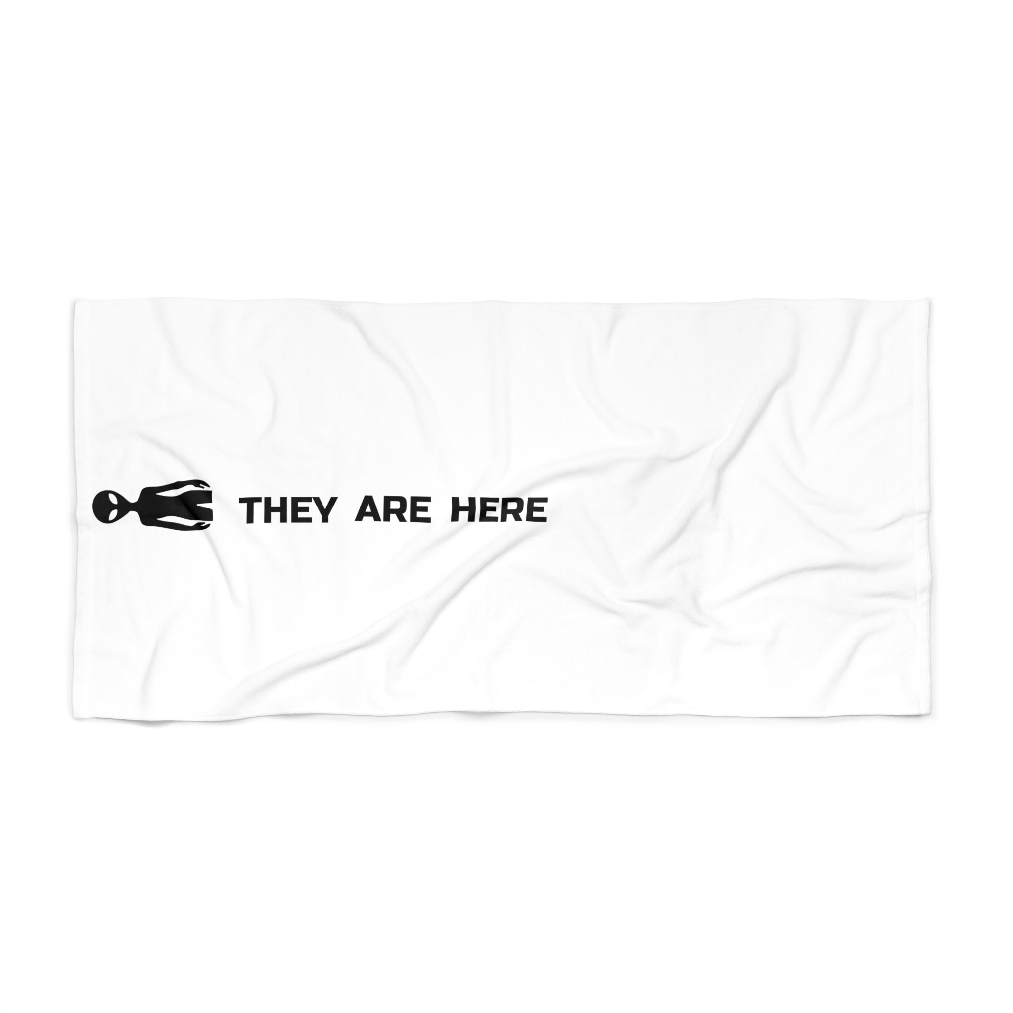 Alien Beach Towel — "They Are Here" Minimalist Beach Towel