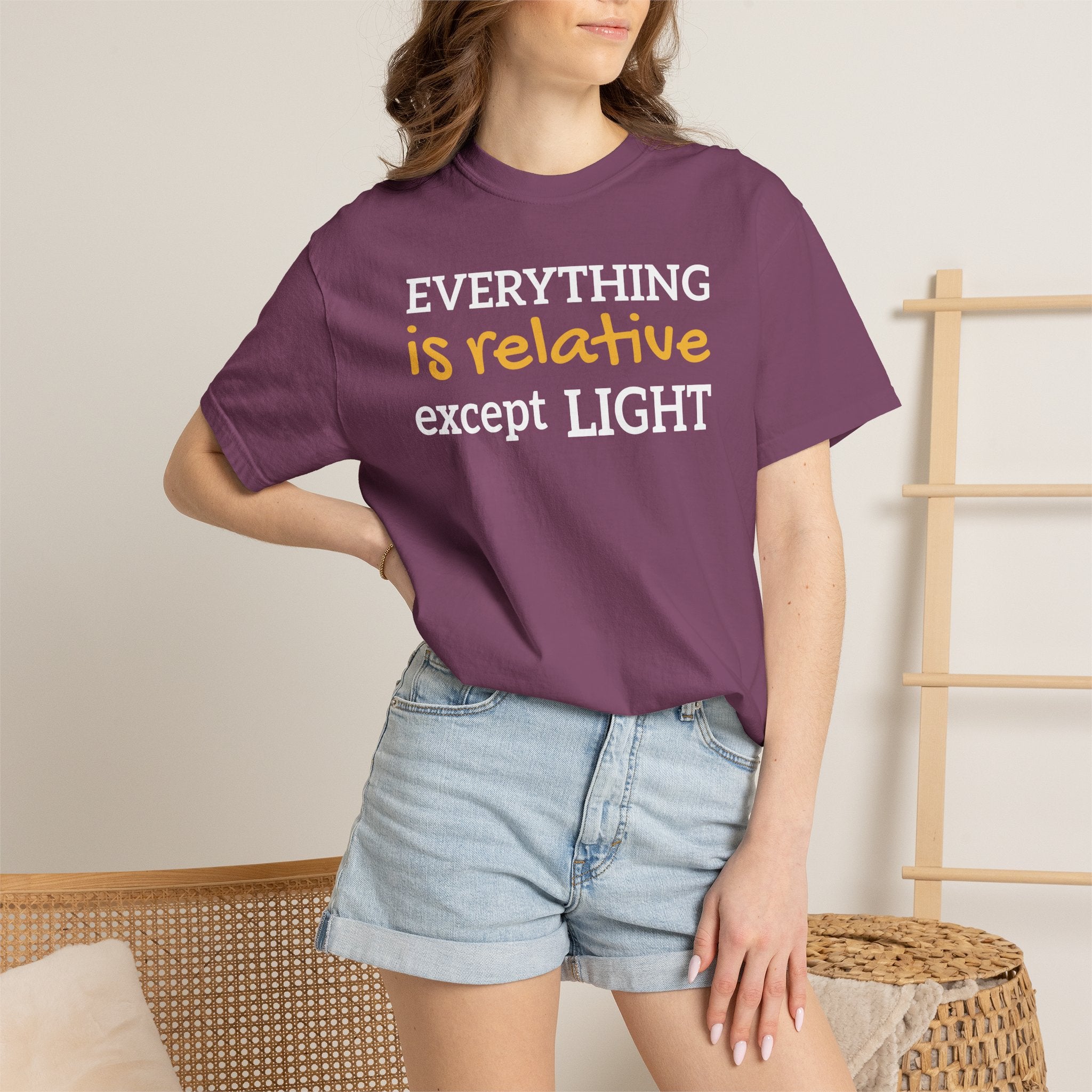 Relative Graphic T-Shirt — "Everything is relative except light" Casual Tee