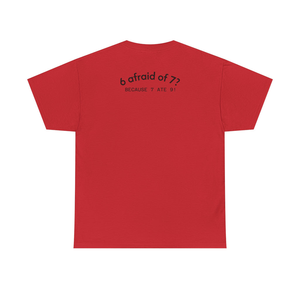 Why is 6 Afraid of 7? "Because 7 Ate 9" Funny Numbers Tee