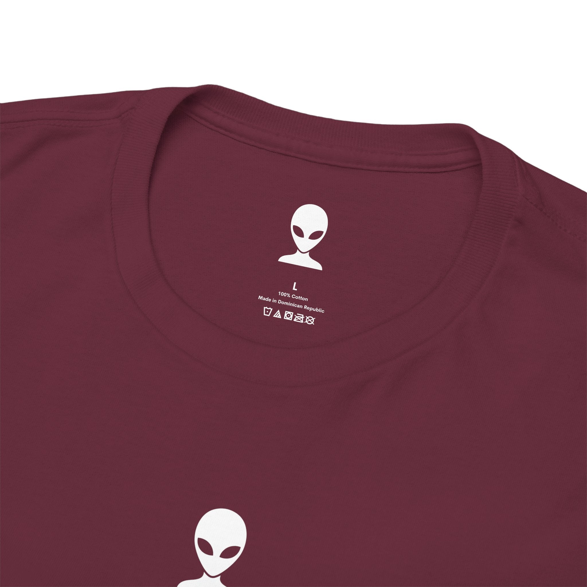 Alien Tee — Minimal "They Are Here" Vertical Graphic T-Shirt dark