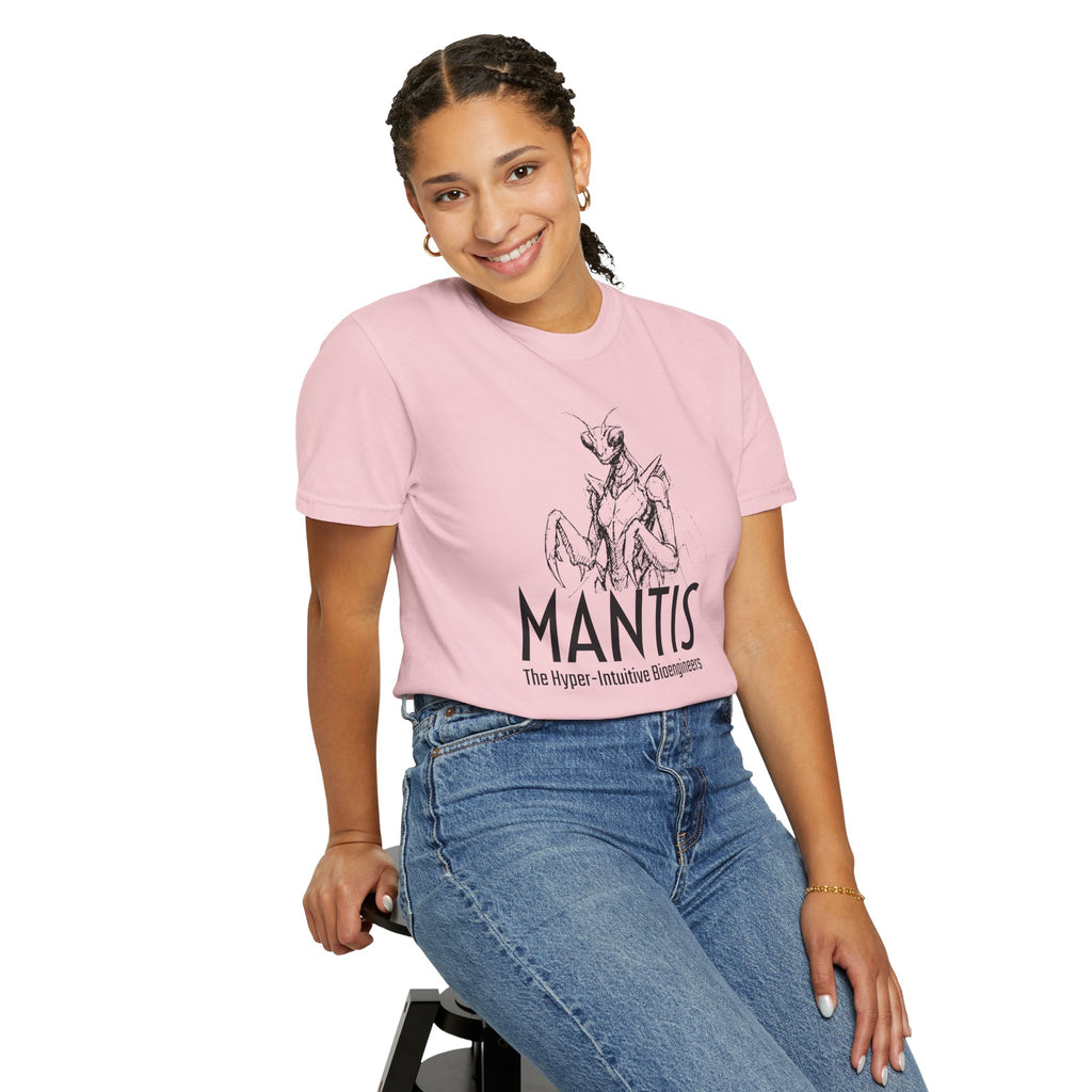 Alien Mantis Graphic T-Shirt — "The Hyper-Intuitive Bioengineers" Illustrated Tee