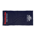 Beach Towel — "Unsubscribe from the Plot / It’s Time to Wake Up" Minimalist Graphic blue