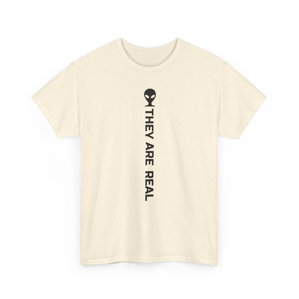 Alien Tee — Minimal "They Are Real" Vertical Graphic T-Shirt