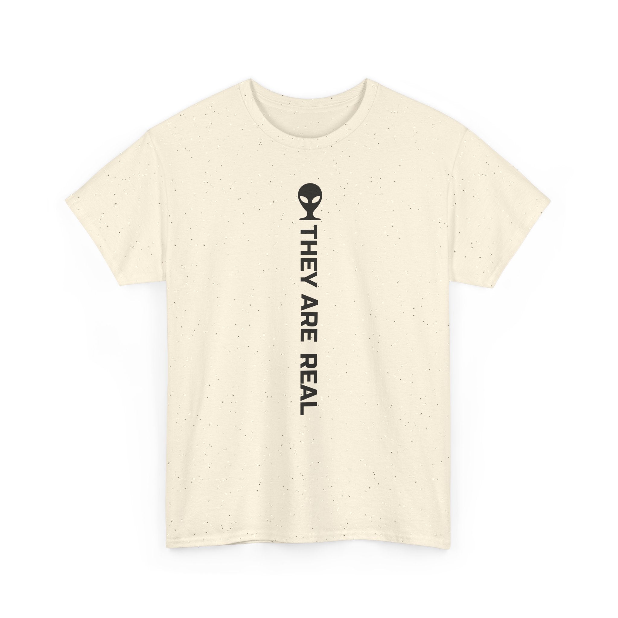Alien Tee — Minimal "They Are Real" Vertical Graphic T-Shirt