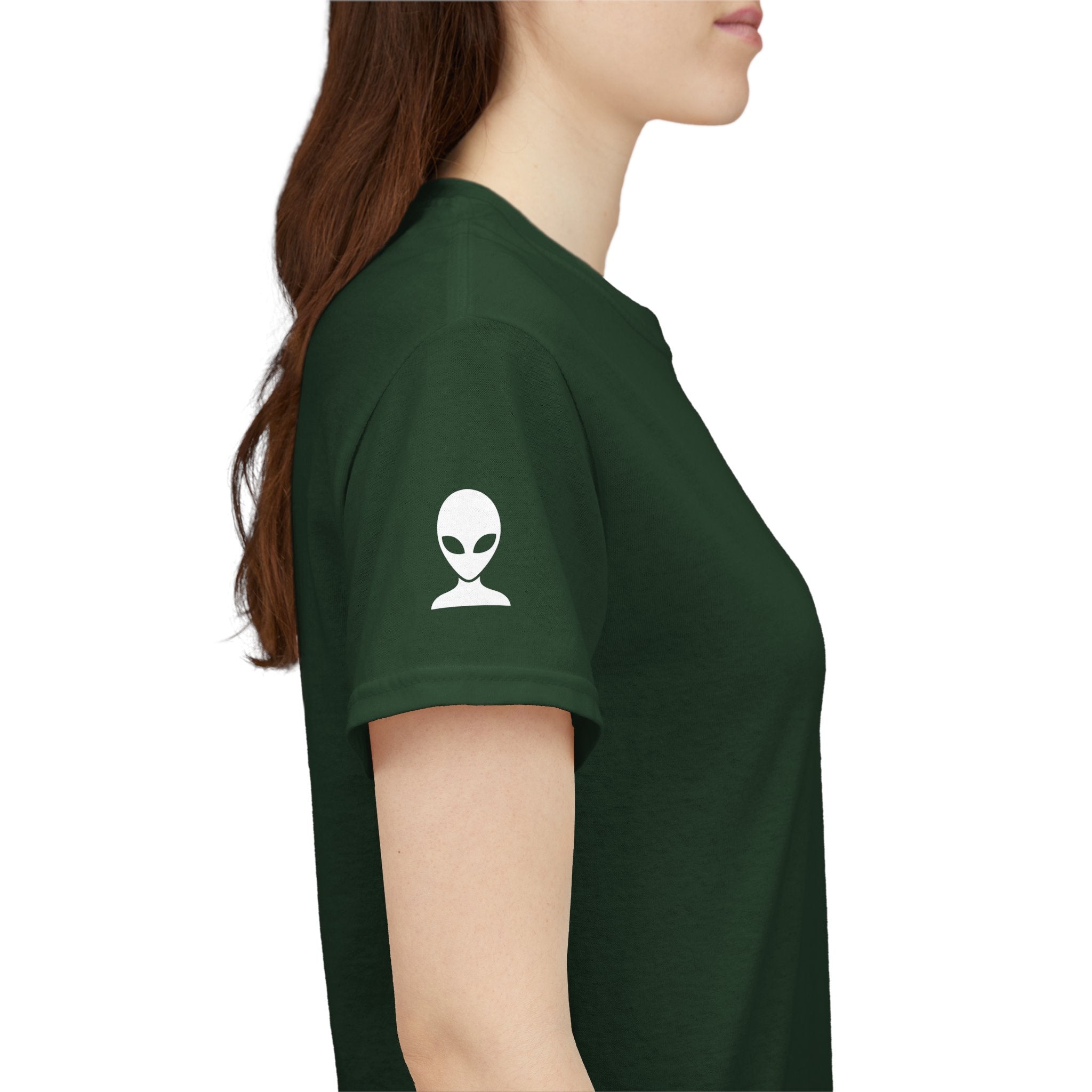 Alien Tee — Minimal "They Are Here" Vertical Graphic T-Shirt dark