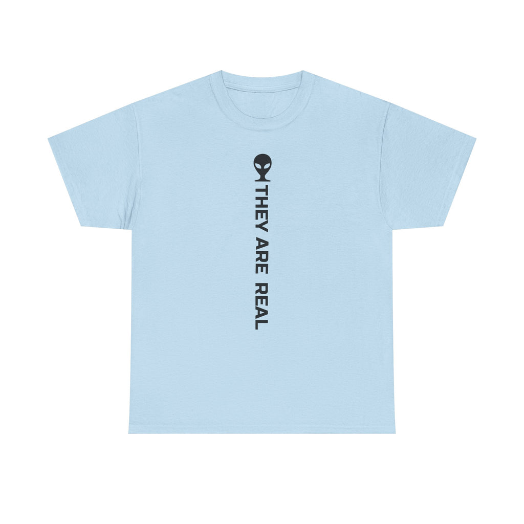 Alien Tee — Minimal "They Are Real" Vertical Graphic T-Shirt