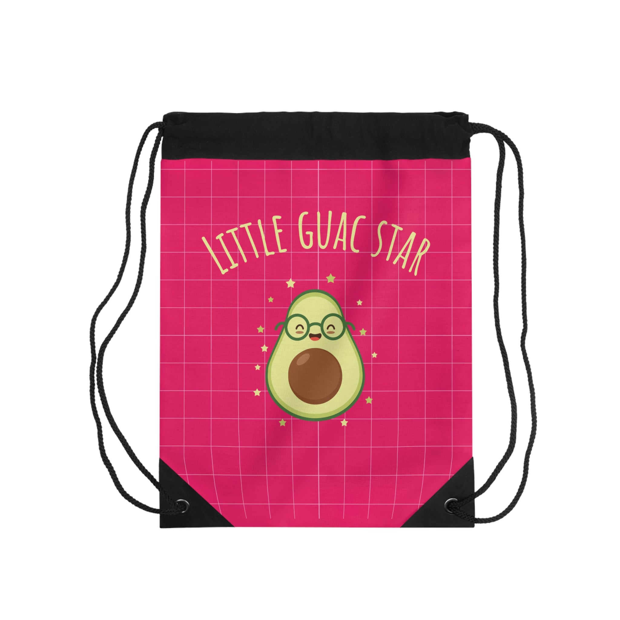 Little Guac Star Avocado Drawstring Bag — Cute Pink Gym Sack for Elementary Back-to-School