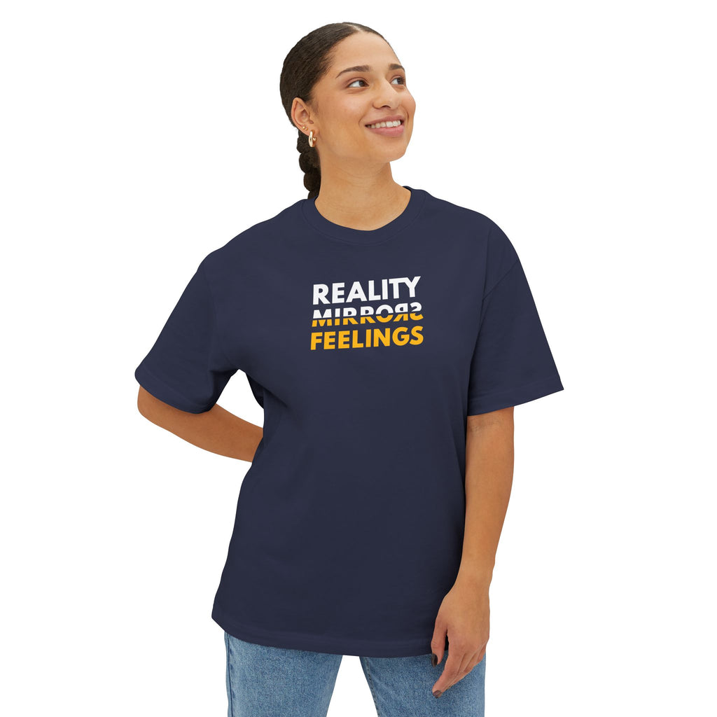 Reality Dark Tee — Reality Mirrors Feelings Minimalist Motivational Graphic T-Shirt